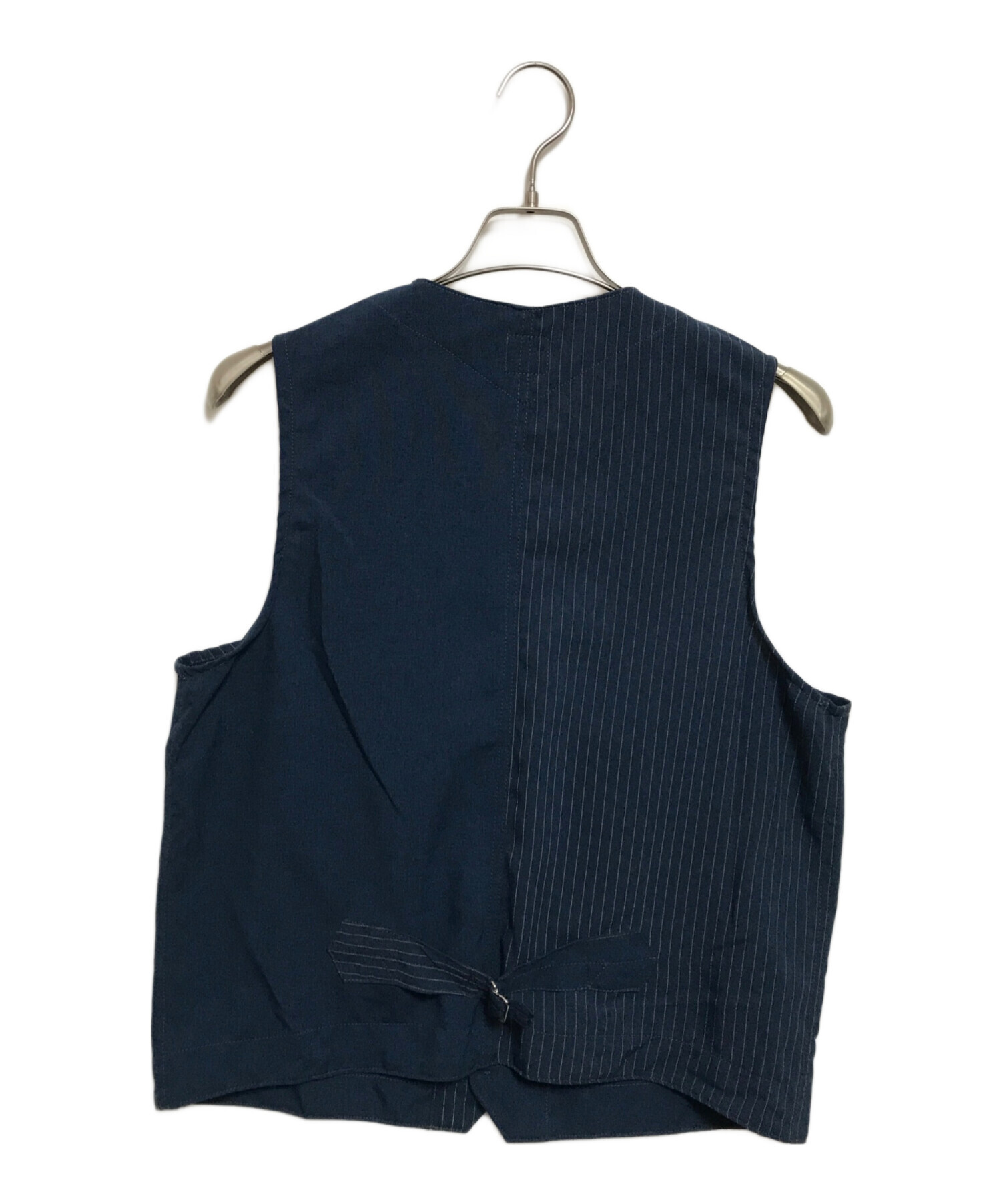 POST O'ALLS ネイビー ベスト M 中古・古着通販】POST O'ALLS (ポストオーバーオールズ) 切替ベスト