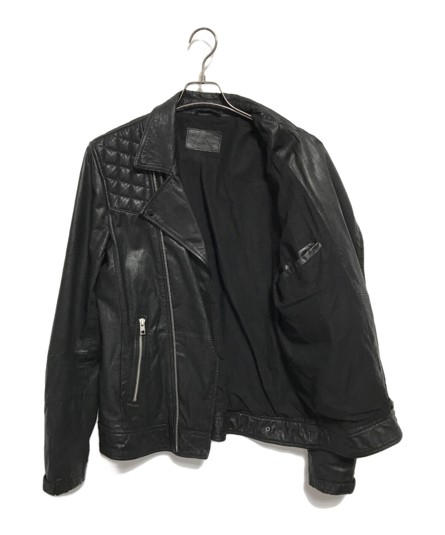 セール！ALLSAINTS オールブラック バイカージャケット 未使用 中古・古着通販】ALL SAINTS (オールセインツ) バイカーズレザー