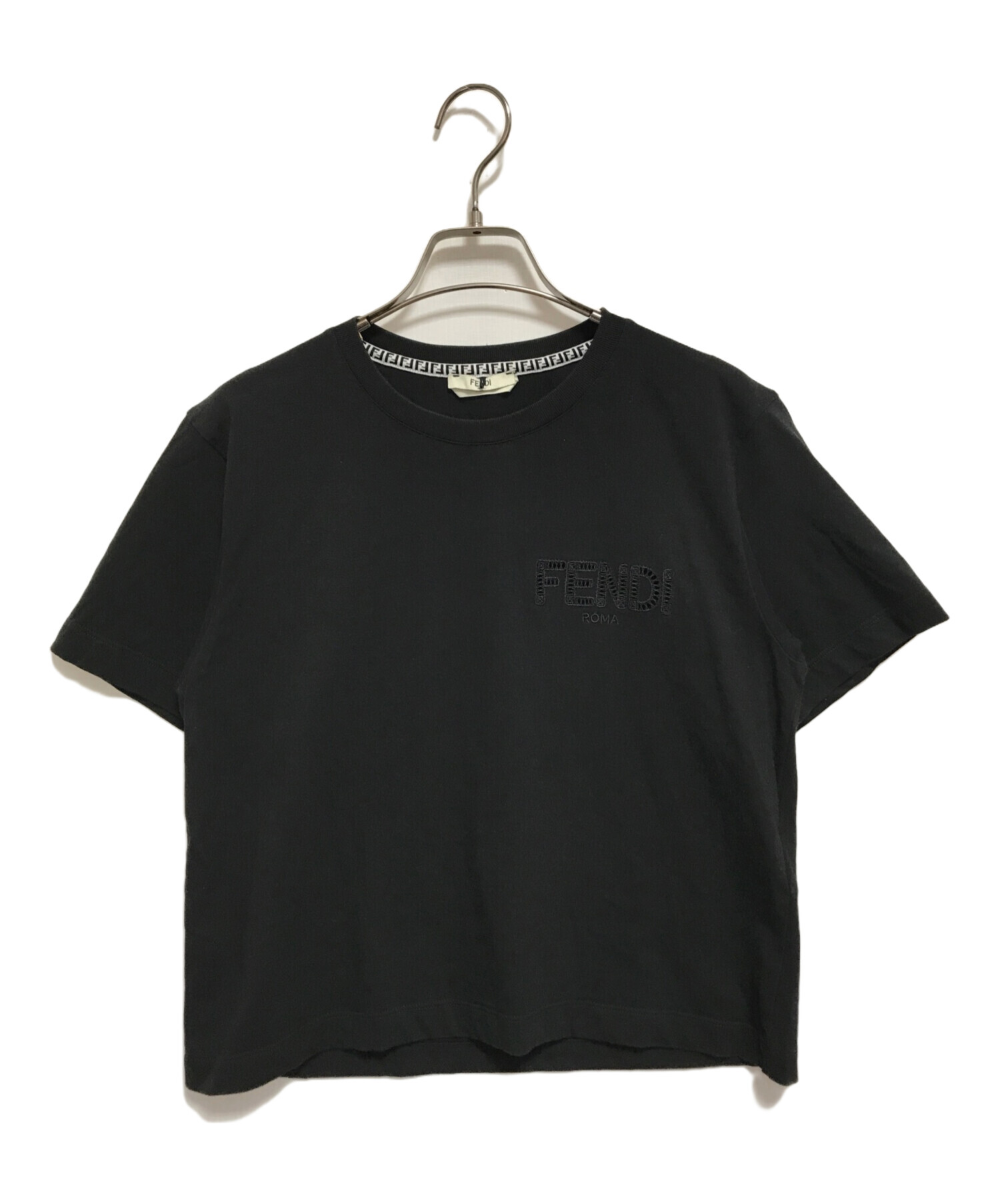 中古・古着通販】FENDI (フェンディ) 刺繍ロゴTシャツ ブラック サイズ 
