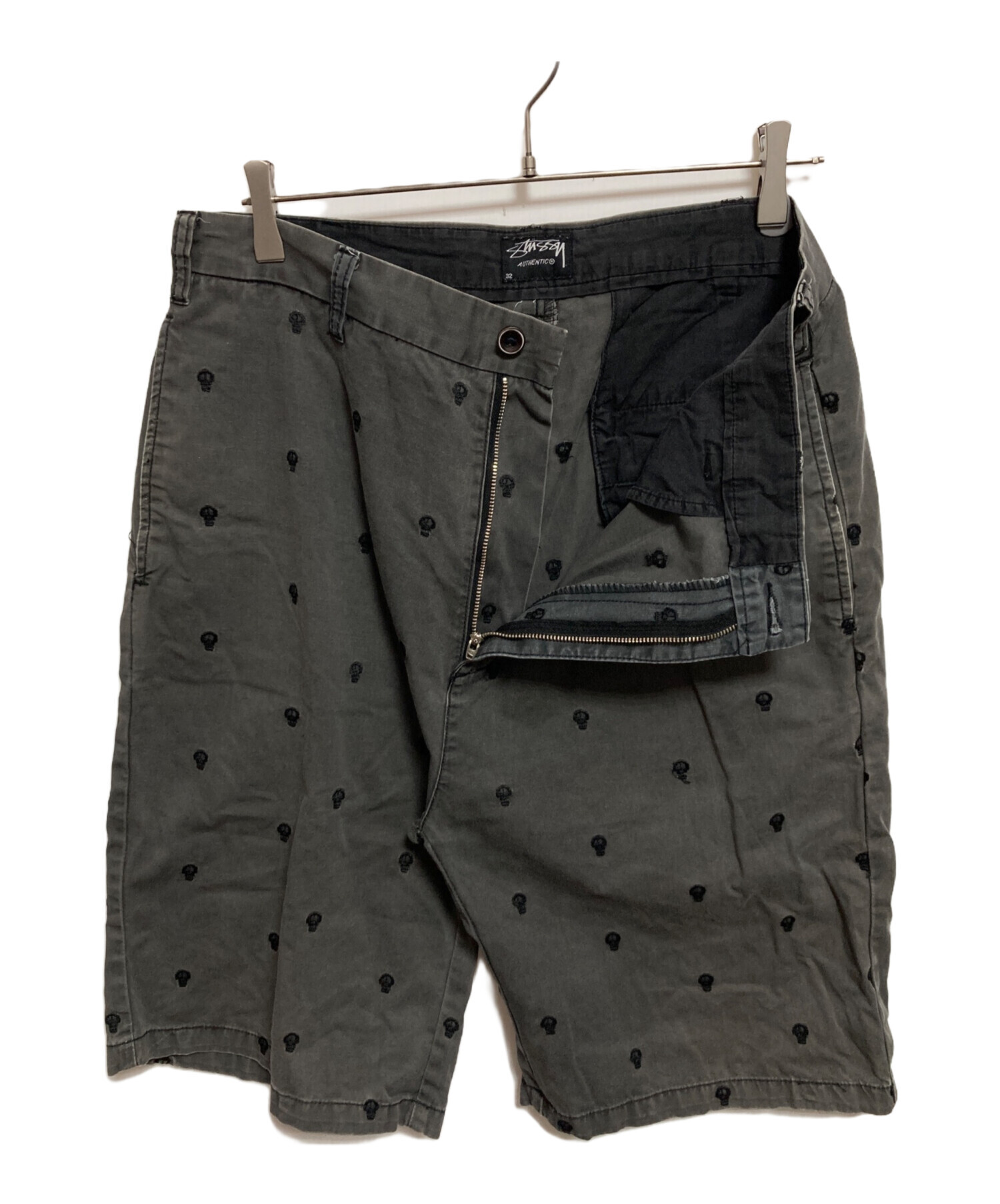 STUSSY ステューシー スカルハーフパンツ 中古・古着通販】stussy (ステューシー) スカル刺繍ハーフパンツ