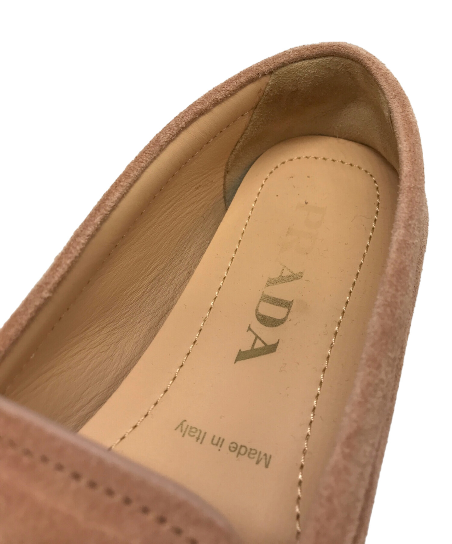 中古・古着通販】PRADA (プラダ) スウェードモカシンシューズ ピンク