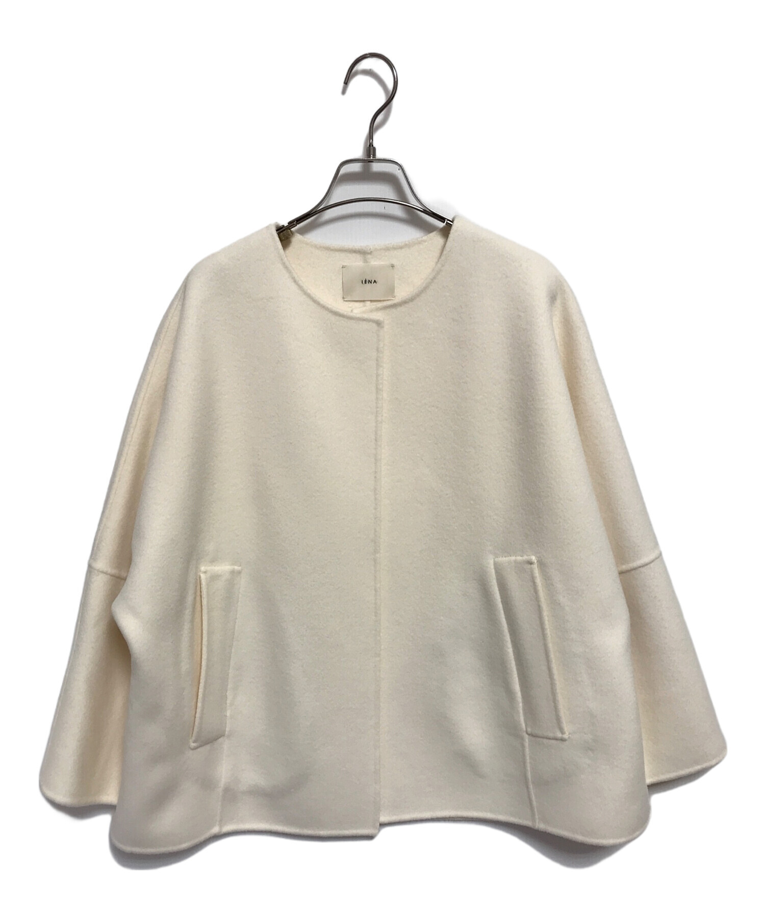 極美品✨イエナ SUPER160 Wフェイスショートコート ノーカラー ホワイト IENA（イエナ）の「SUPER160 Wフェイスショートコート◇（ノーカラー