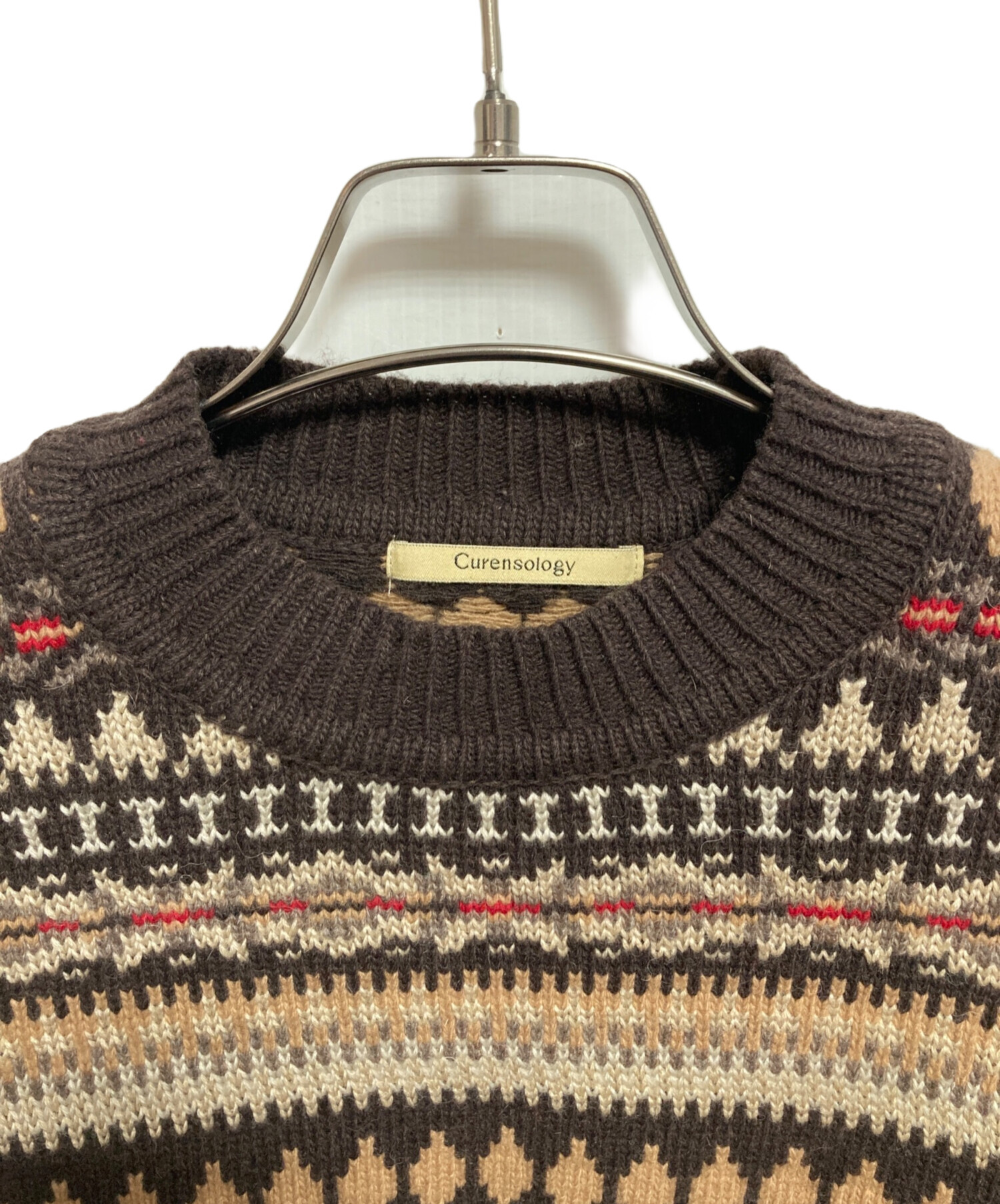 中古・古着通販】Curensology (カレンソロジー) 総柄ニット ブラウン