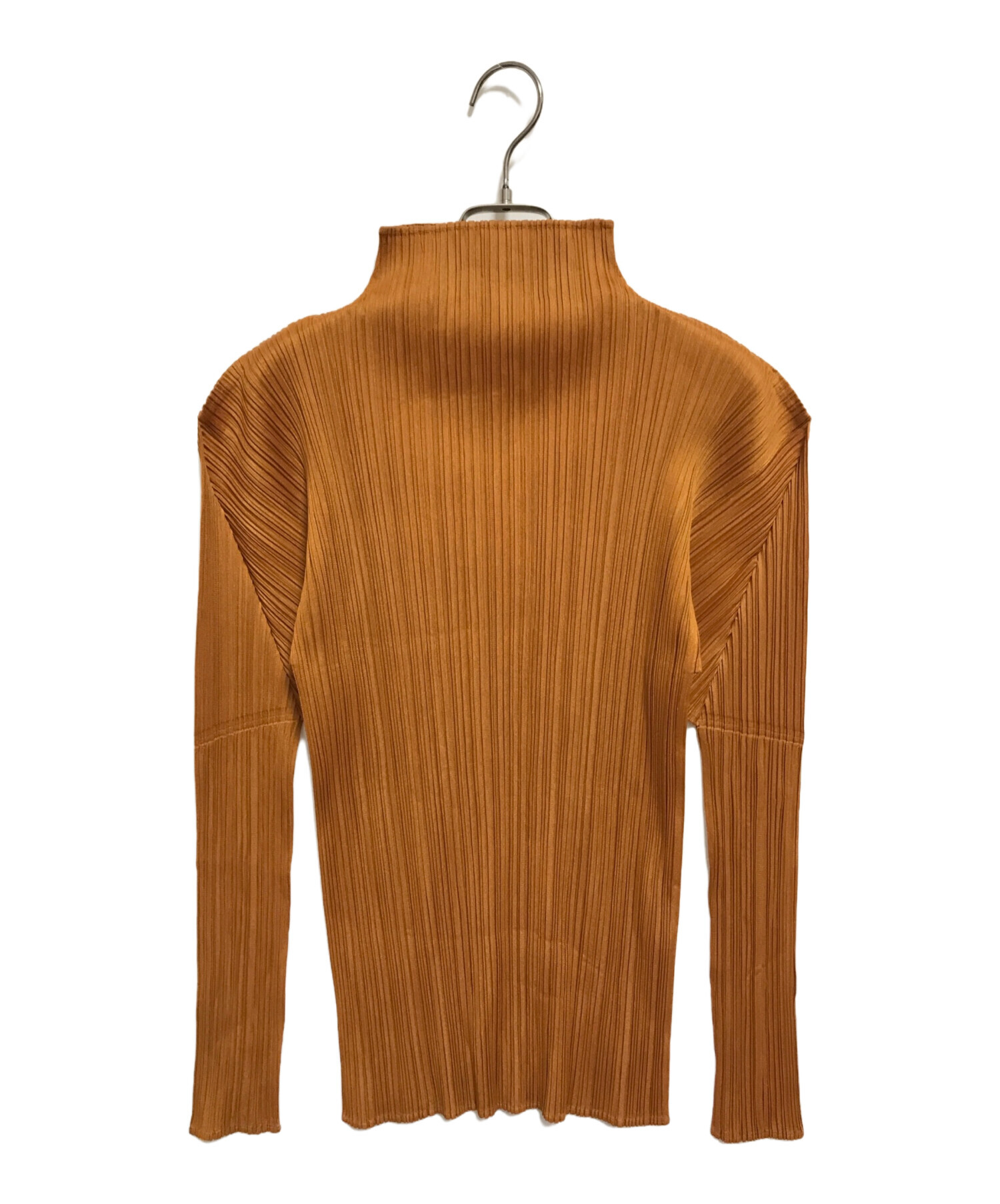 プリーツプリーズ イッセイミヤケ タートルネック 長袖カットソー オレンジ