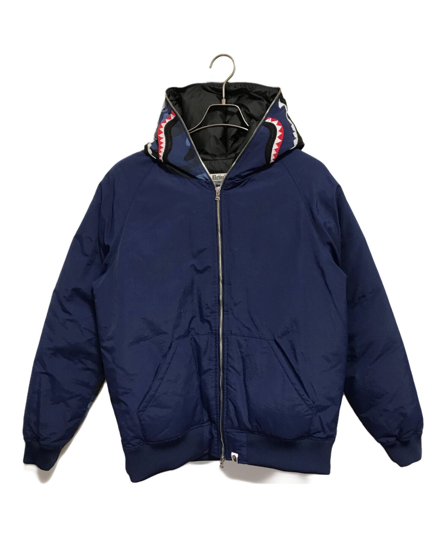 A BATHING APE / ダウンジャケット/XL/ナイロン/ネイビー/1860-141-028/アベイシングエイプ 中古・古着通販】A BATHING APE (アベイシングエイプ) シャークダウン