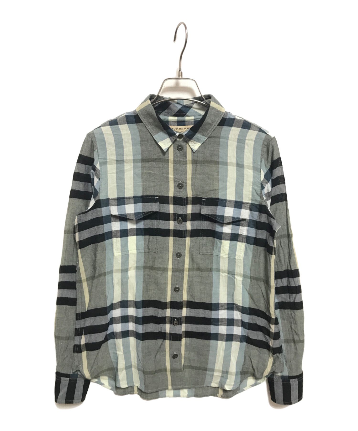 中古・古着通販】BURBERRY (バーバリー) チェックシャツ ブルー×グレー 