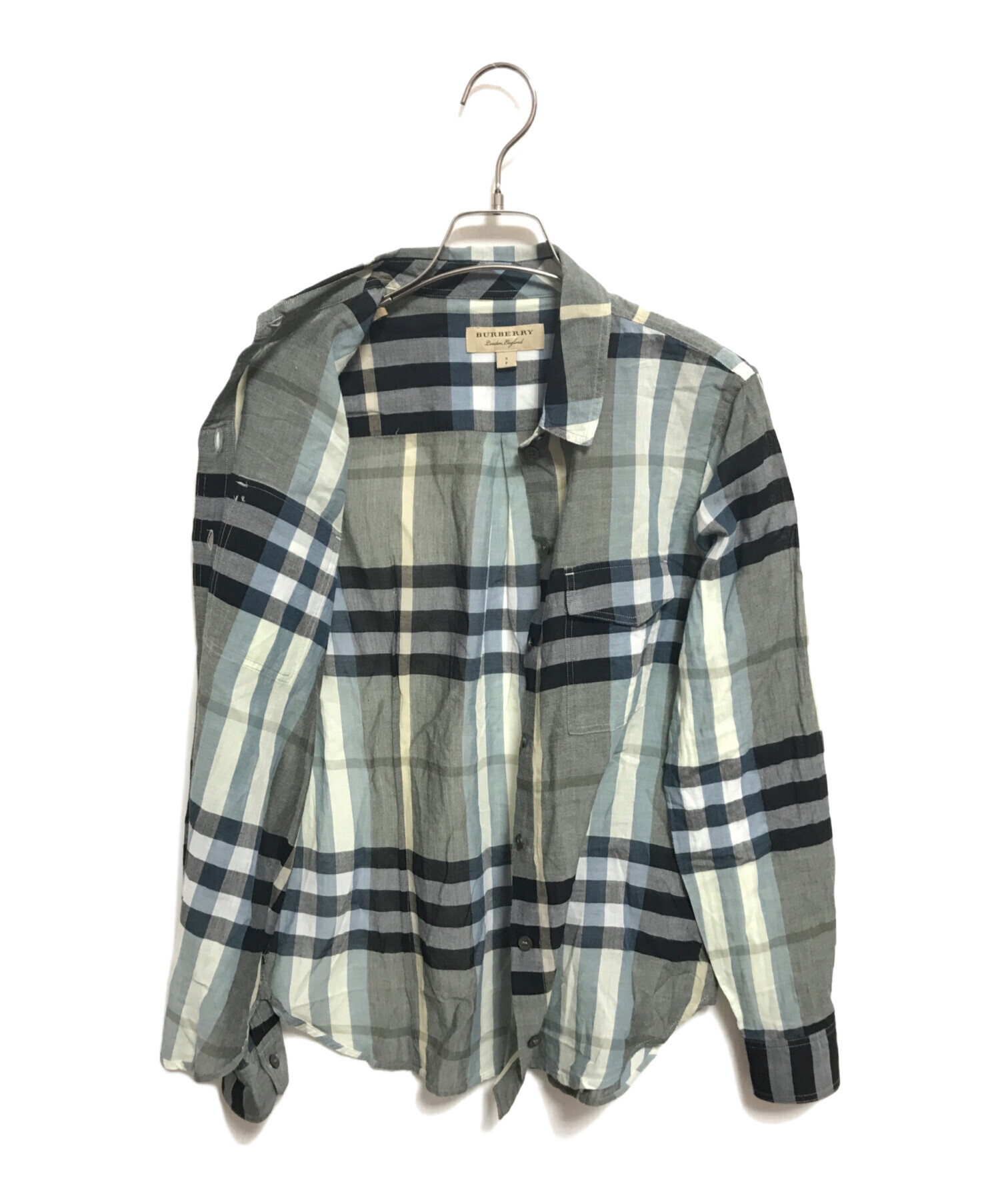 中古・古着通販】BURBERRY (バーバリー) チェックシャツ ブルー×グレー 