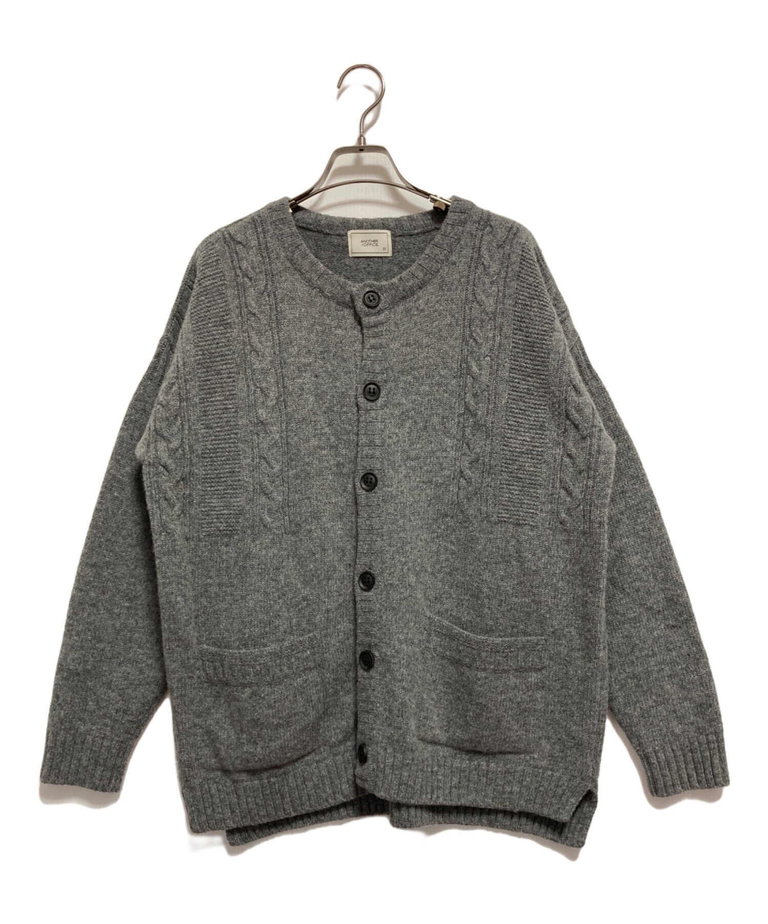 【未使用】ウール混　カーディガン　ダークグレー　M 中古・古着通販】ANOTHER OFFICE (アナザーオフィス) ウール混