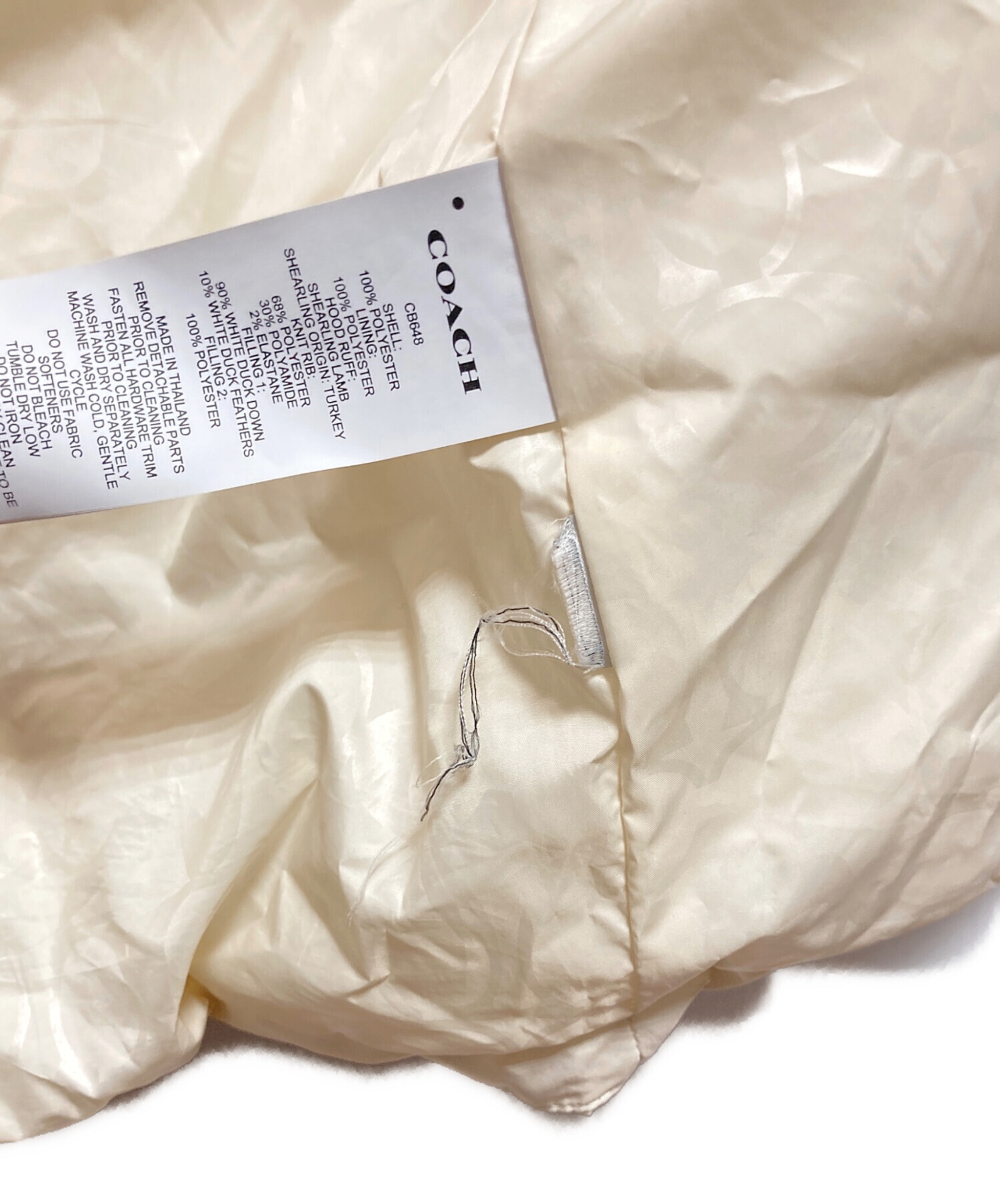 中古・古着通販】COACH (コーチ) ダウンコート アイボリー サイズ:XS