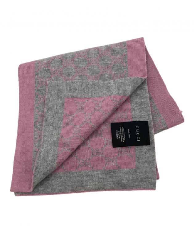 中古・古着通販】GUCCI (グッチ) 総柄マフラー ピンク×グレー