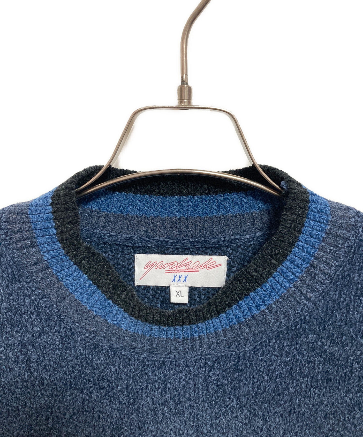 中古・古着通販】YARDSALE (ヤードセール) ボーダーニット ブルー 