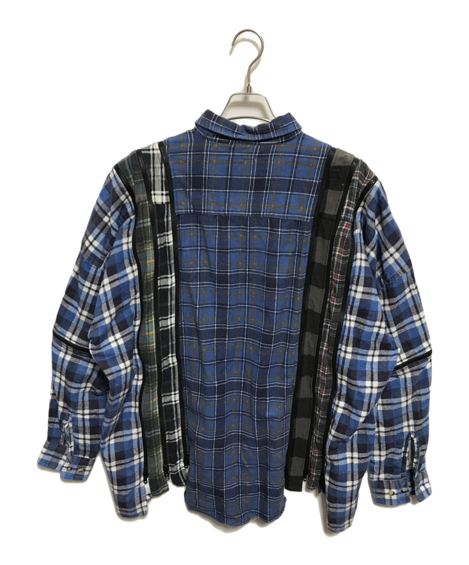 中古・古着通販 Rebuild by Needles リビルドバイニードルス Flannel Shirt - 7 Cuts Zipped Wide Shirt ブルー サイズ FREE ブランド・古着通販 トレファク公式 TREFAC FASHION スマホサイト