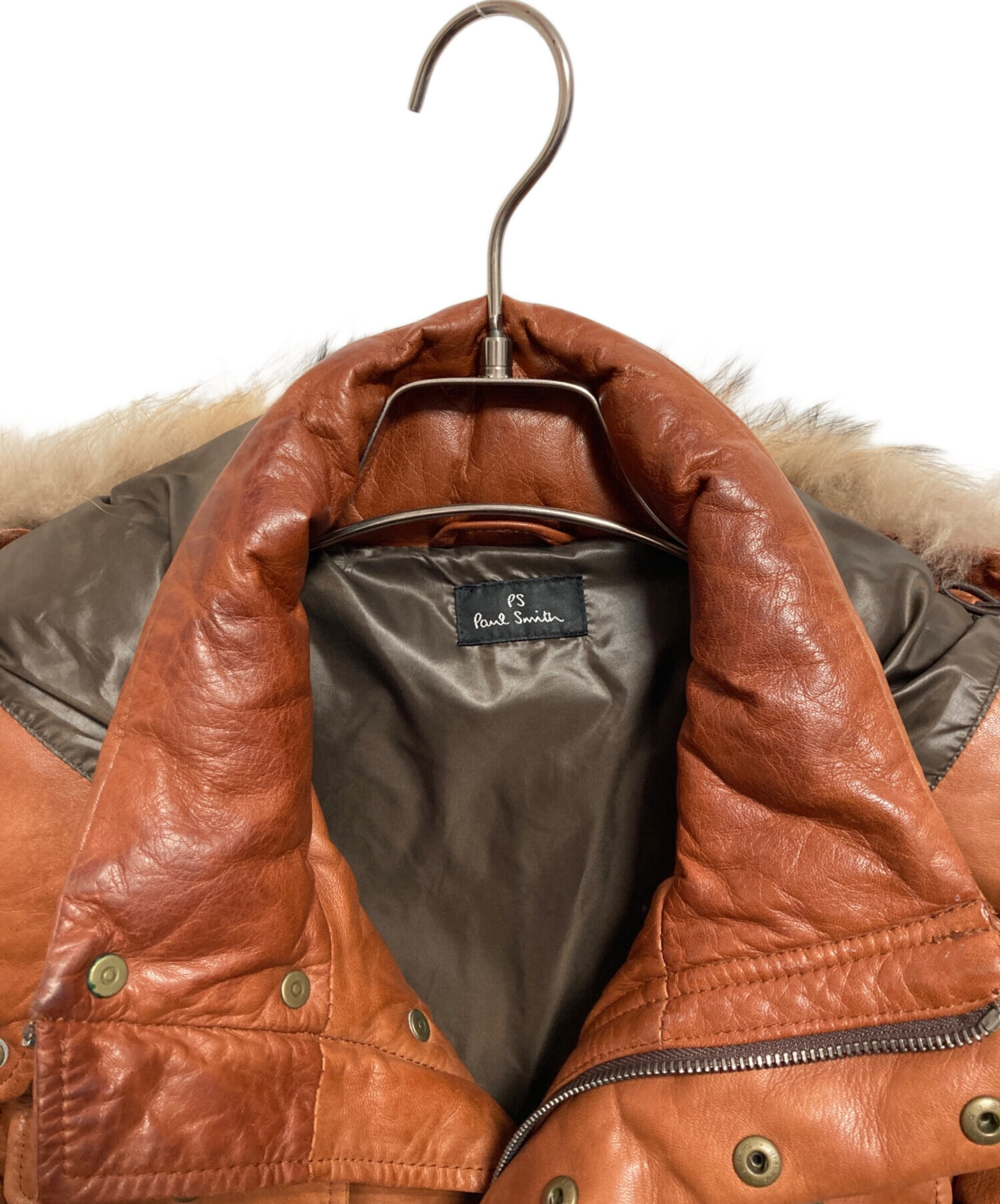 Paul Smith ブラウンレザージャケット PS 中古・古着通販】PS Paul Smith (PSポールスミス) レザーダウン