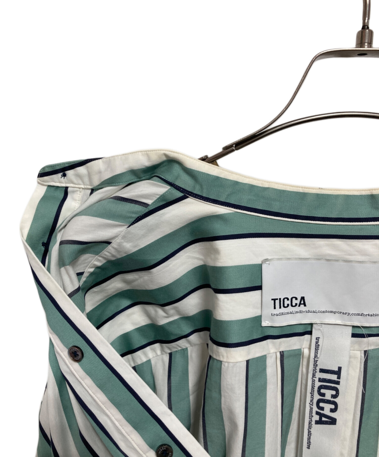 中古・古着通販】TICCA (ティッカ) ノーカラースクエアビッグロング 