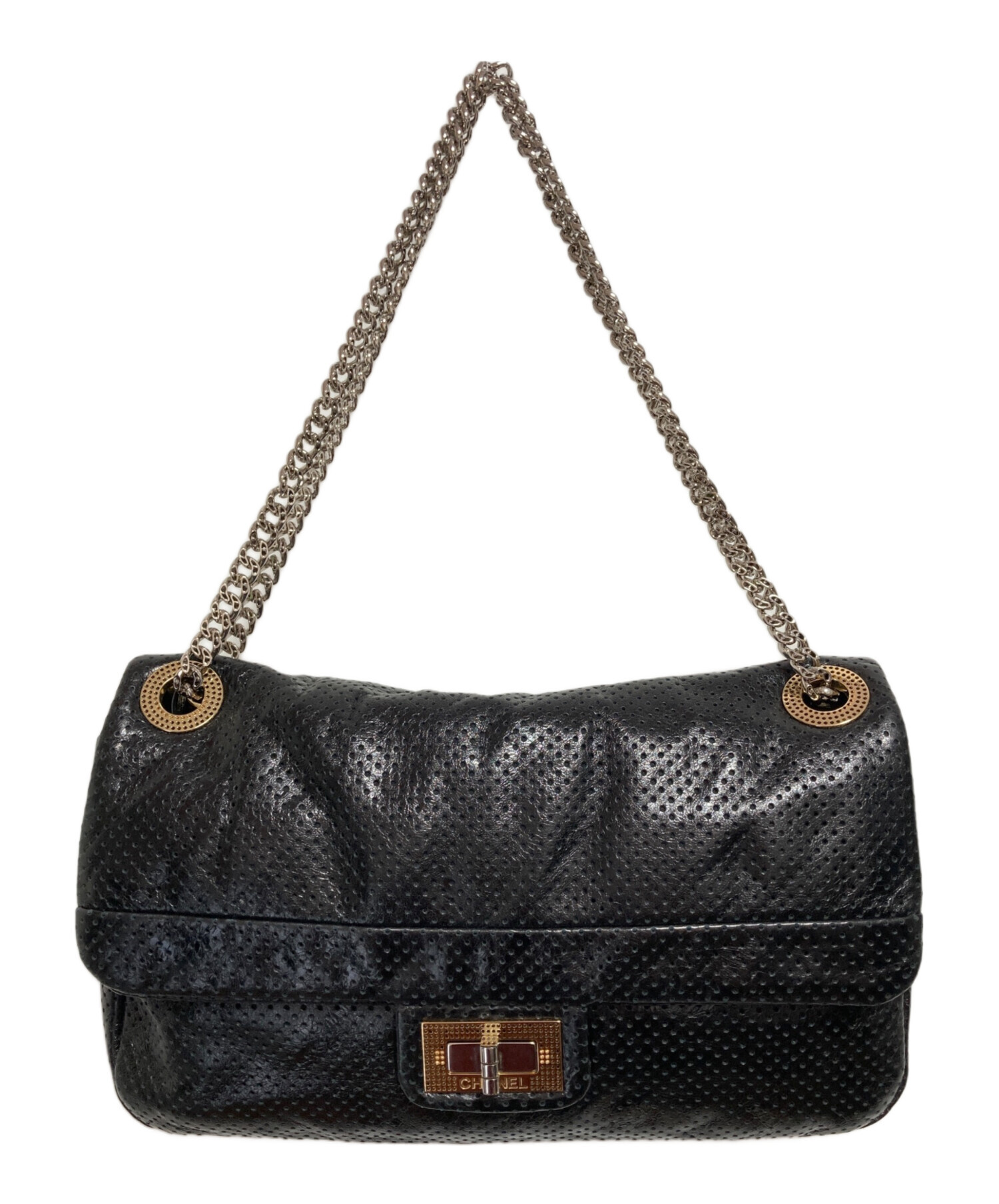 中古・古着通販】CHANEL (シャネル) パンチングレザーショルダーバッグ 