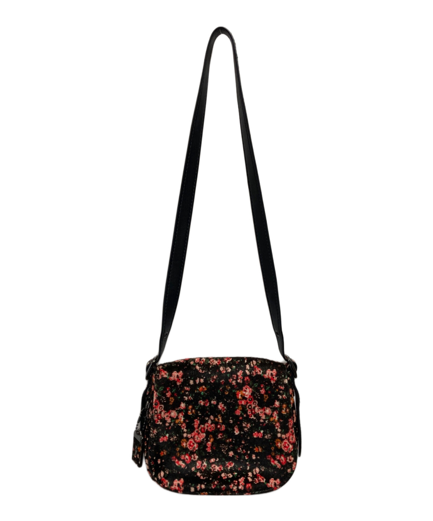 中古・古着通販】COACH (コーチ) 花柄ハラコサドルバッグ ブラック 