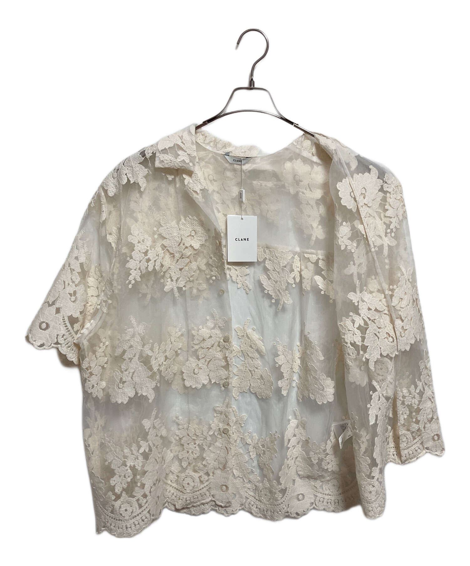中古・古着通販】CLANE (クラネ) SHEER FLOWER LACE SHIRTS ホワイト