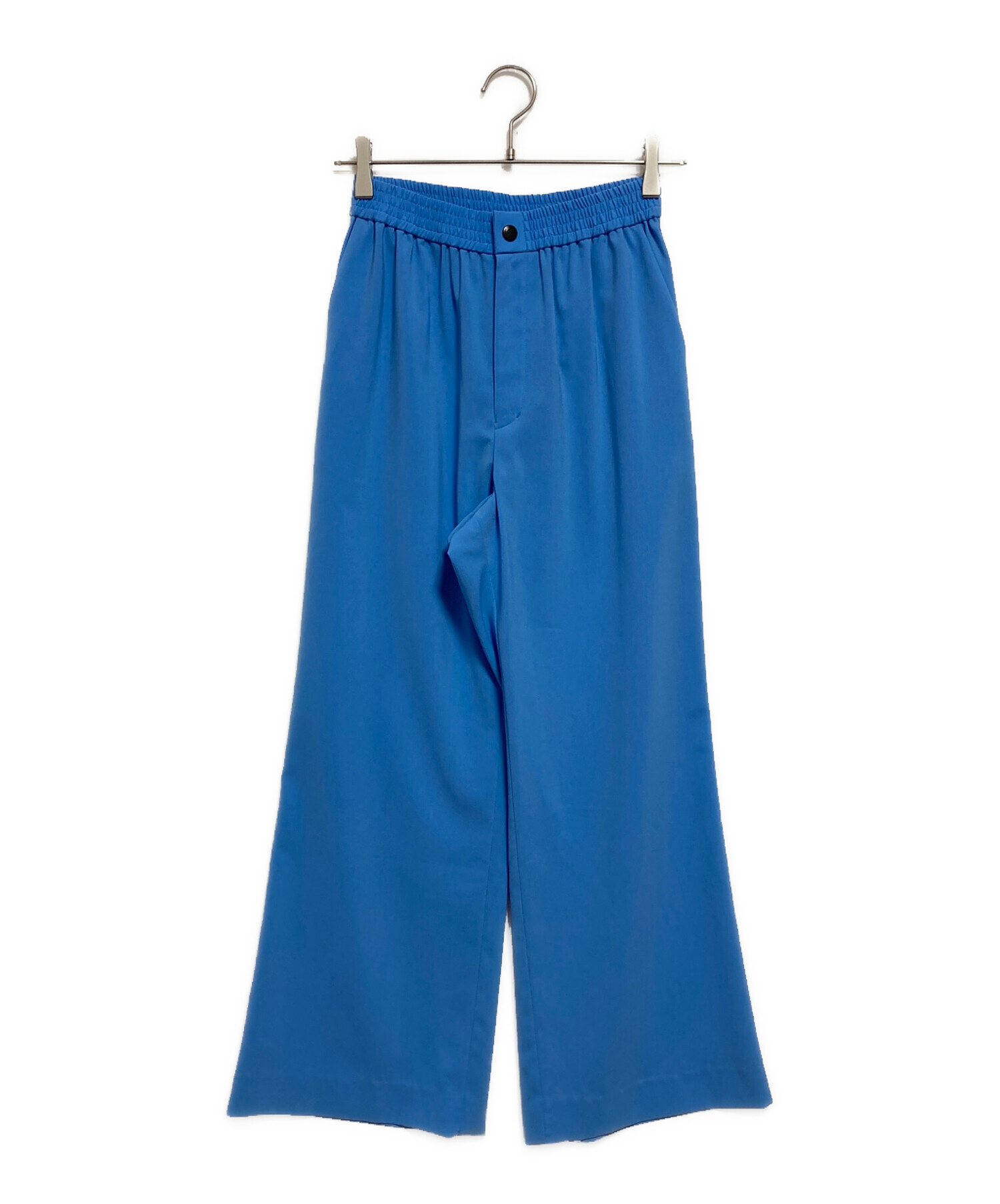 HYKE ネイビー ストレートパンツ サイズ1 中古・古着通販】HYKE (ハイク) STRETCH WIDE LEG PANTS ブルー サイズ