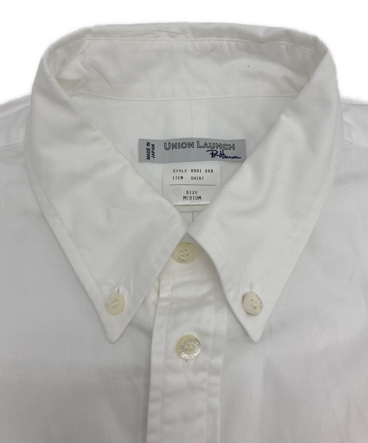 UNION LAUNCH ユニオンランチ カジュアルシャツ M 白 【古着】【中古】【送料無料】 中古・古着通販】UNION LAUNCH (ユニオンランチ) ボタンダウンシャツ