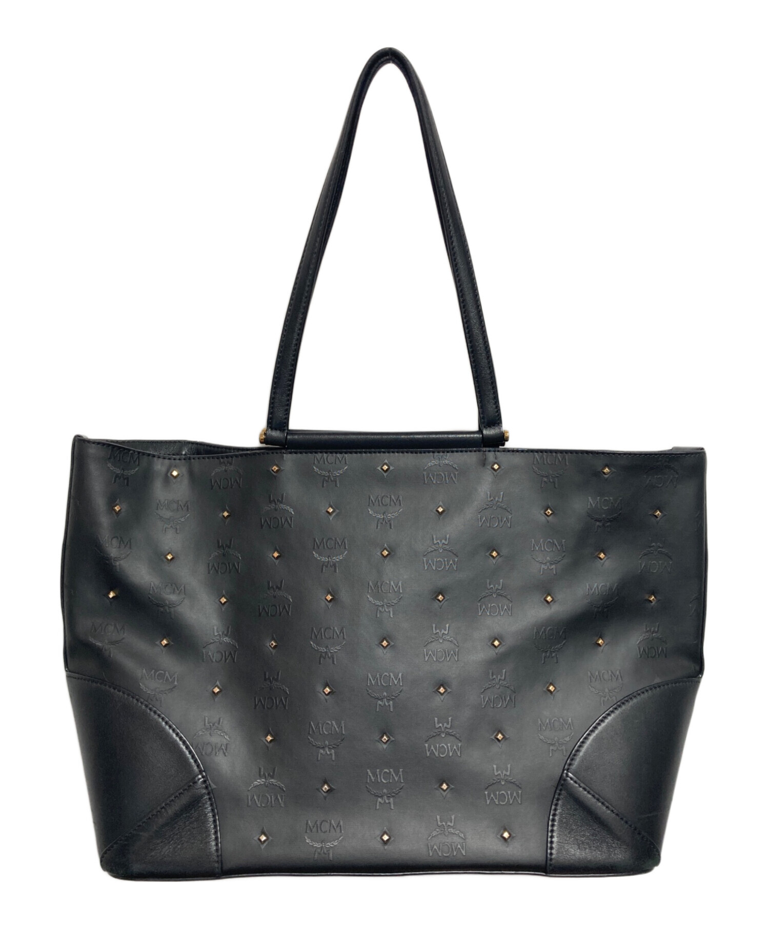 中古・古着通販】MCM (エムシーエム) スタッズトートバッグ ブラック 