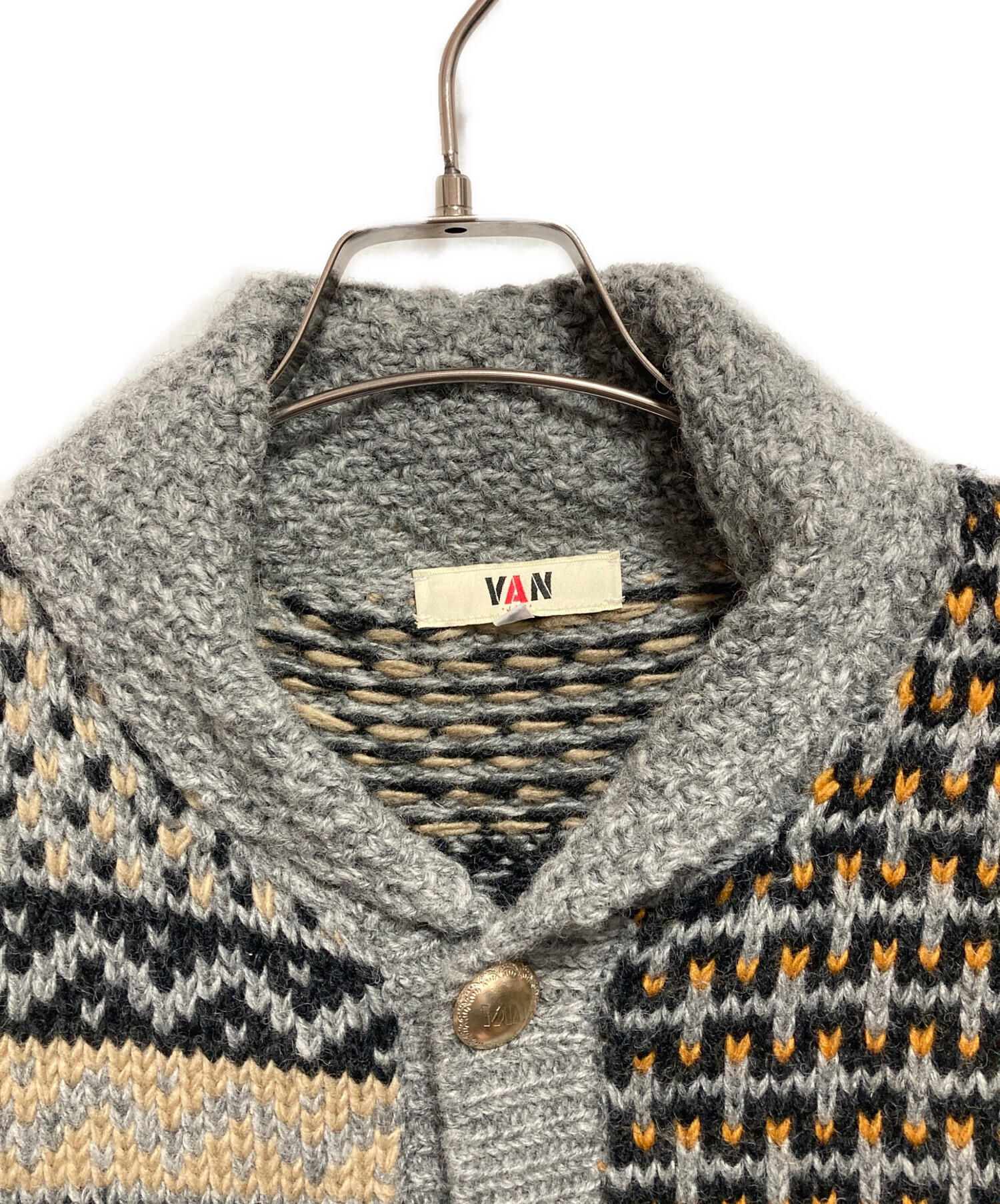 中古・古着通販】VAN (ヴァン) カウチンニットカーディガン グレー 