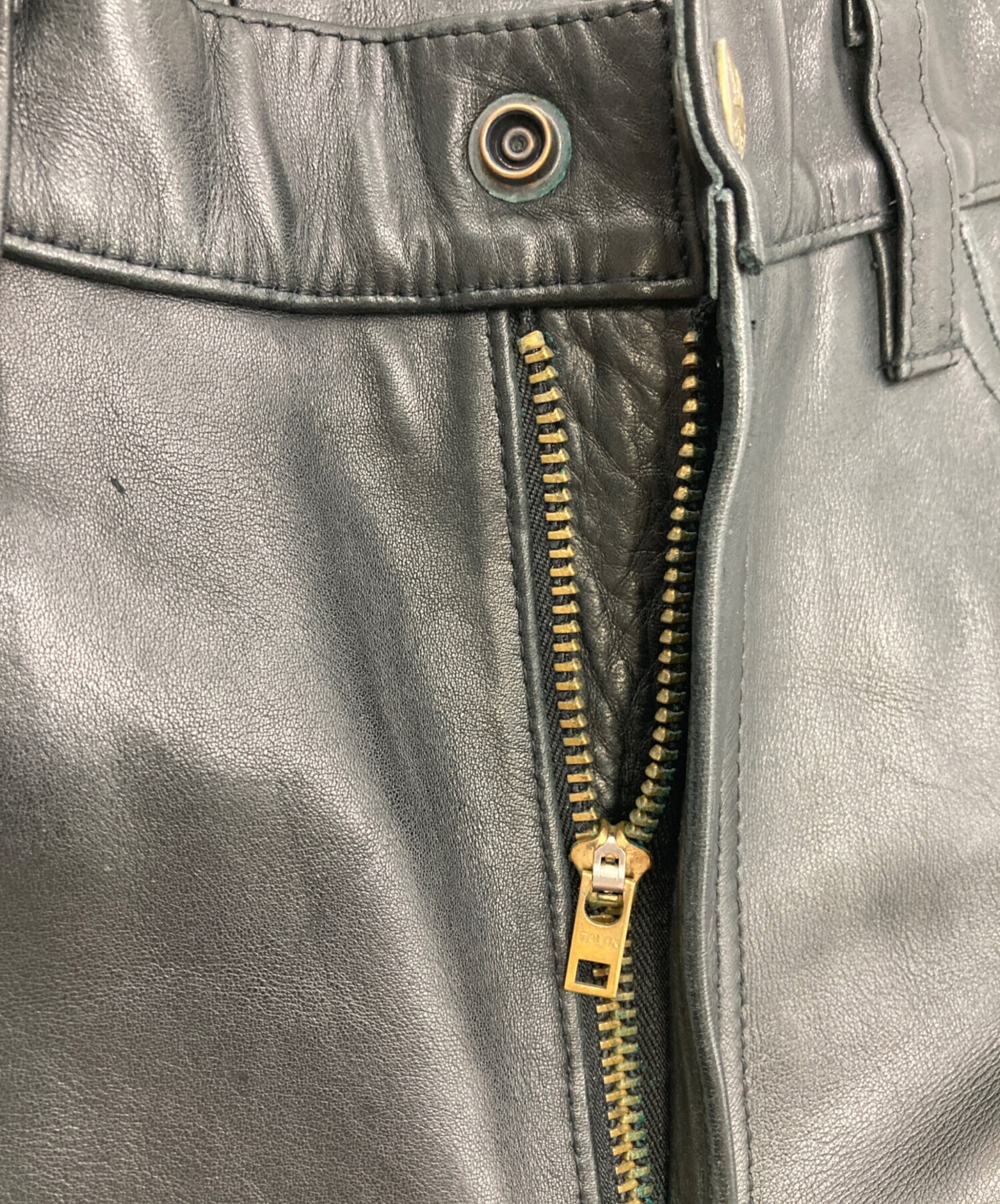 中古・古着通販】LEE (リー) レザーパンツ ブラック サイズ:34