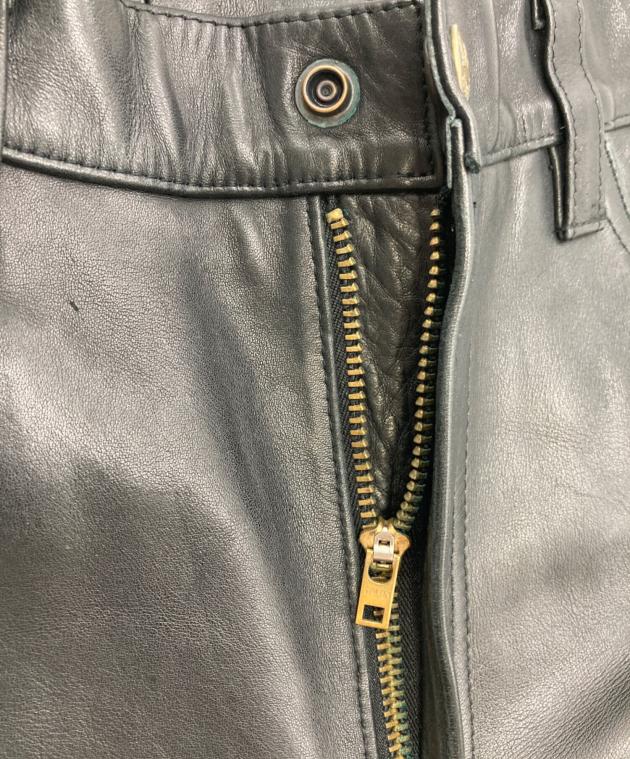 中古・古着通販】LEE (リー) レザーパンツ ブラック サイズ:34
