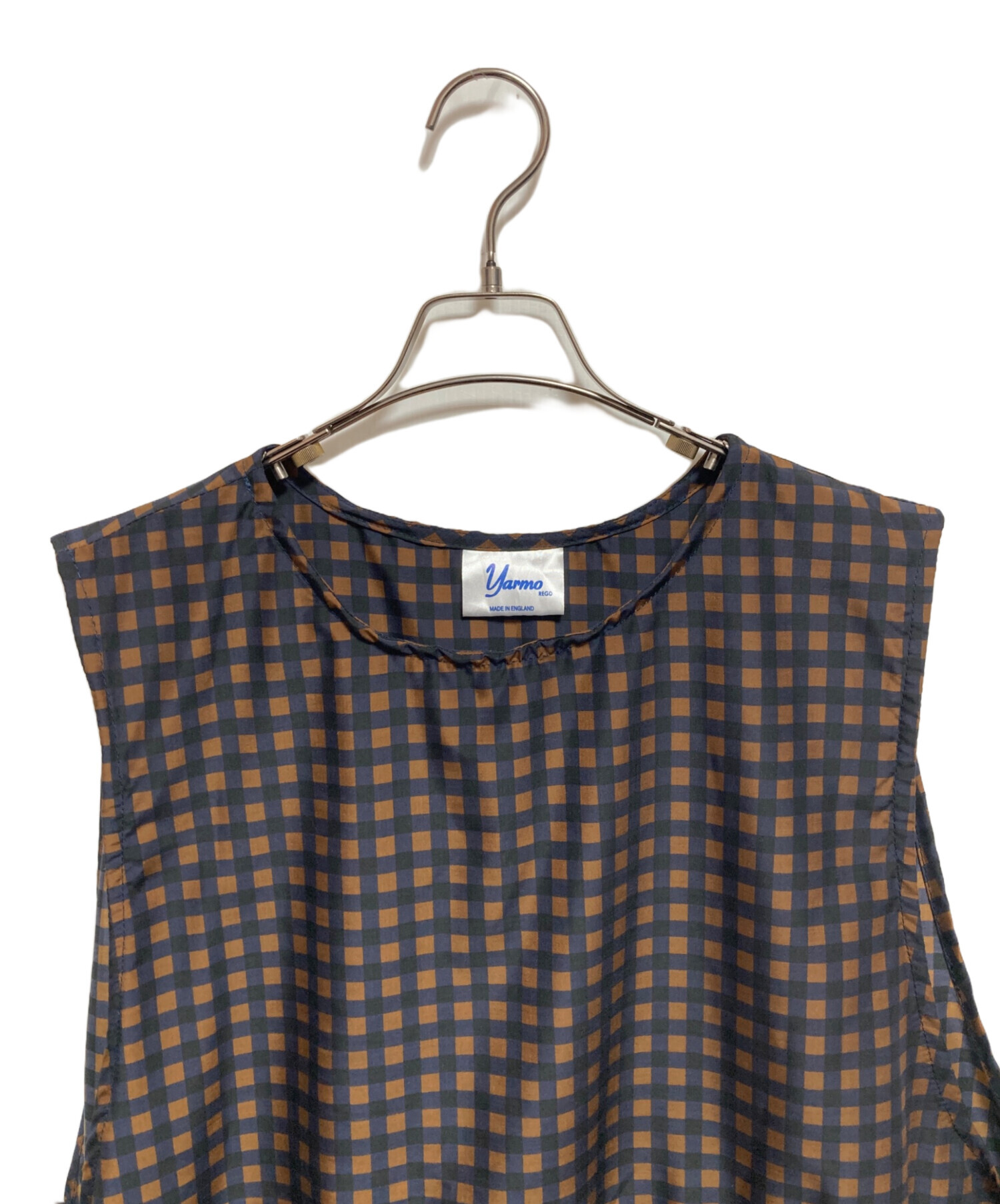 中古・古着通販】Yarmo (ヤーモ) Gingham Print Tabard Dress ブラウン