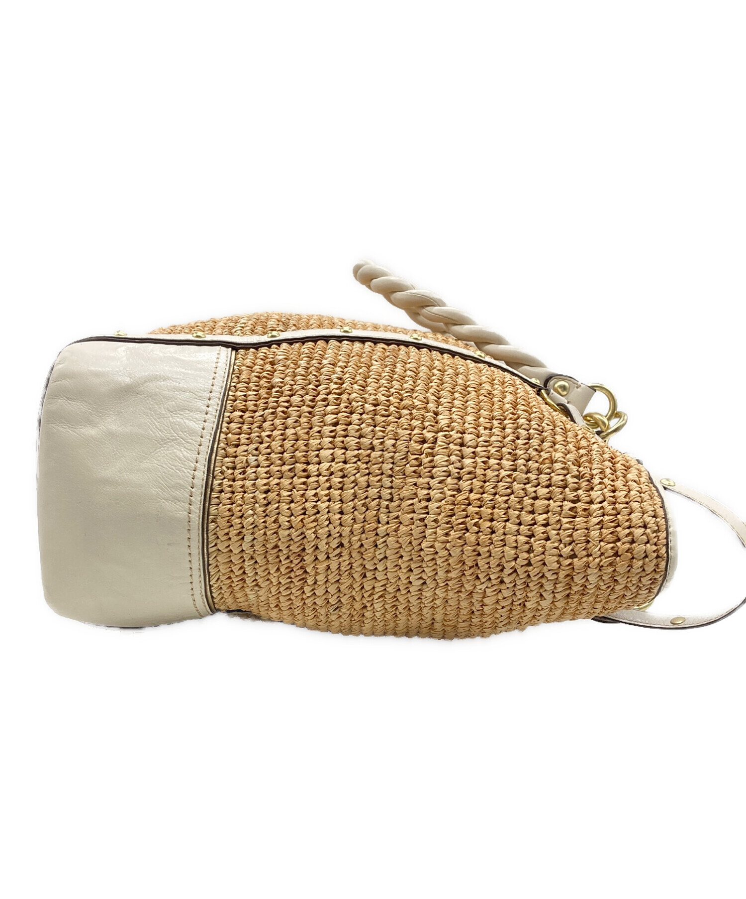中古・古着通販】COACH (コーチ) ラフィアトートバッグ ベージュ