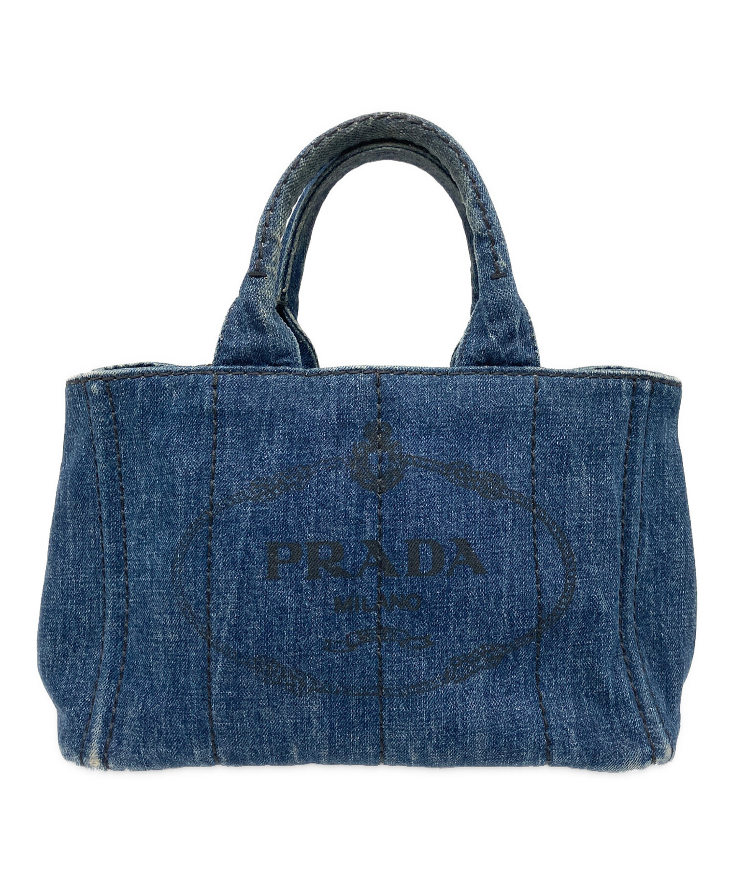 PRADA プラダ ハンドバッグ カナパ デニム Mサイズ ゴールド金具 手提げ PRADA プラダ ハンドバッグ カナパ デニム Mサイズ ゴールド金具