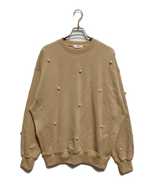 MARREY ME マリーミー　パール　ボンディング　スウェット　キャメル 中古・古着通販】MARRY ME (メリーミー) パールスウェット ベージュ