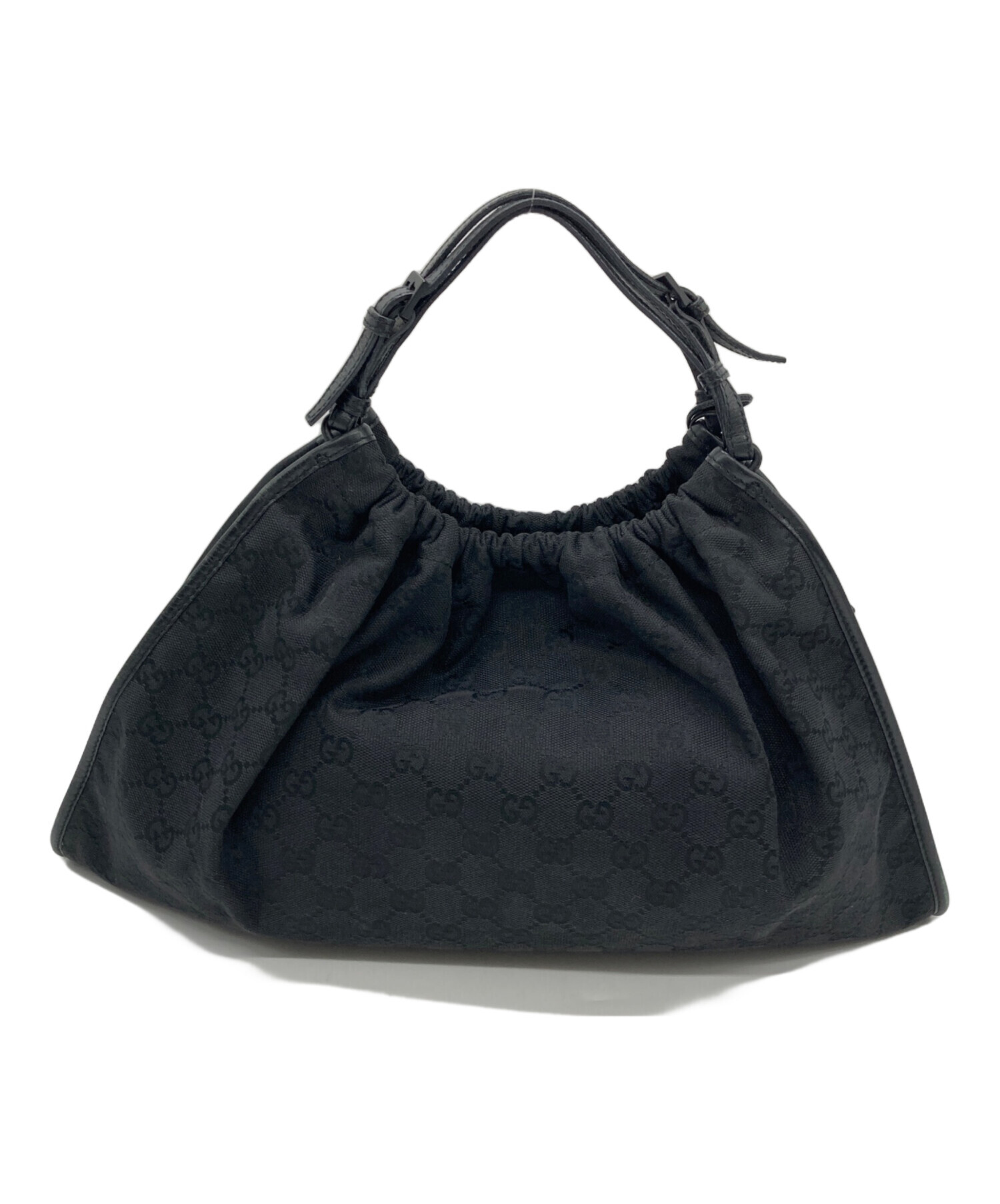 ム*ー様 GUCCI グッチ ハンドバック キャンパスレザー　巾着付き 中古・古着通販】GUCCI (グッチ) GGキャンバス巾着ハンドバッグ