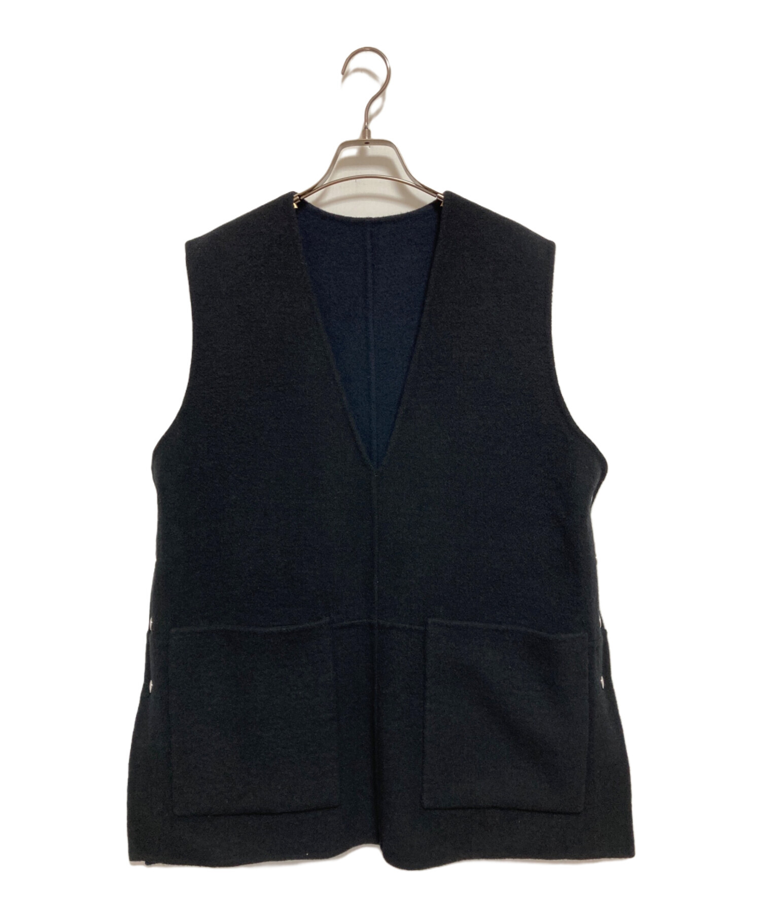 ohga リバーベスト　ウールリバーベスト　ネイビー/ブラック 中古・古着通販】OHGA (オオガ) リバーベスト ブラック サイズ:FREE