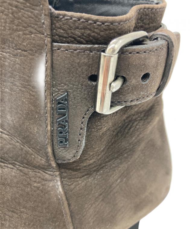 中古・古着通販】PRADA (プラダ) スウェードレザーヒールブーツ