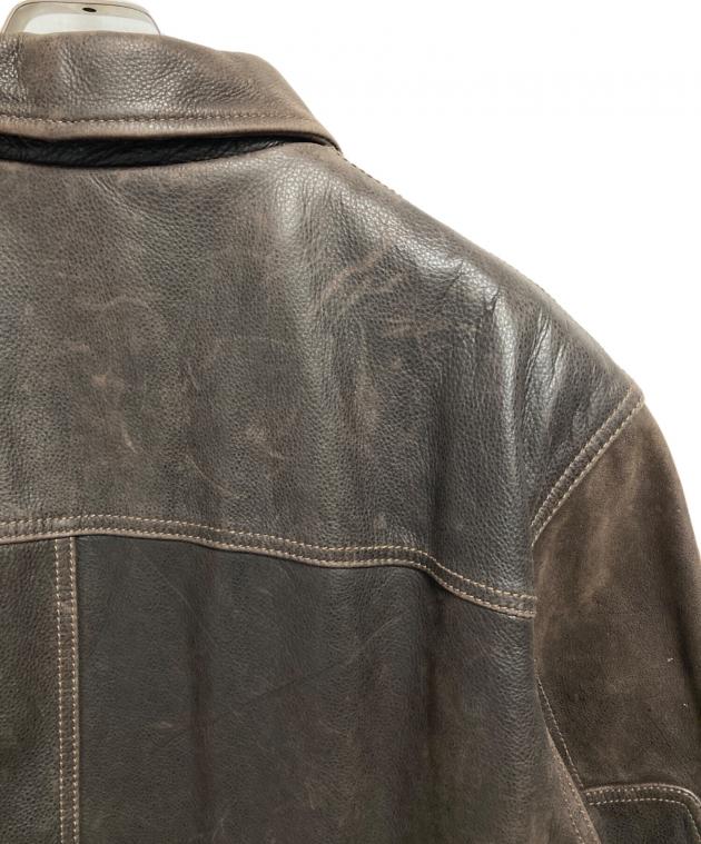 【希少】ST. JOHN'S BAY レザートラッカージャケット ダークブラウン 90-00's St John's Bay A-2 type レザージャケットmot019a1902252966