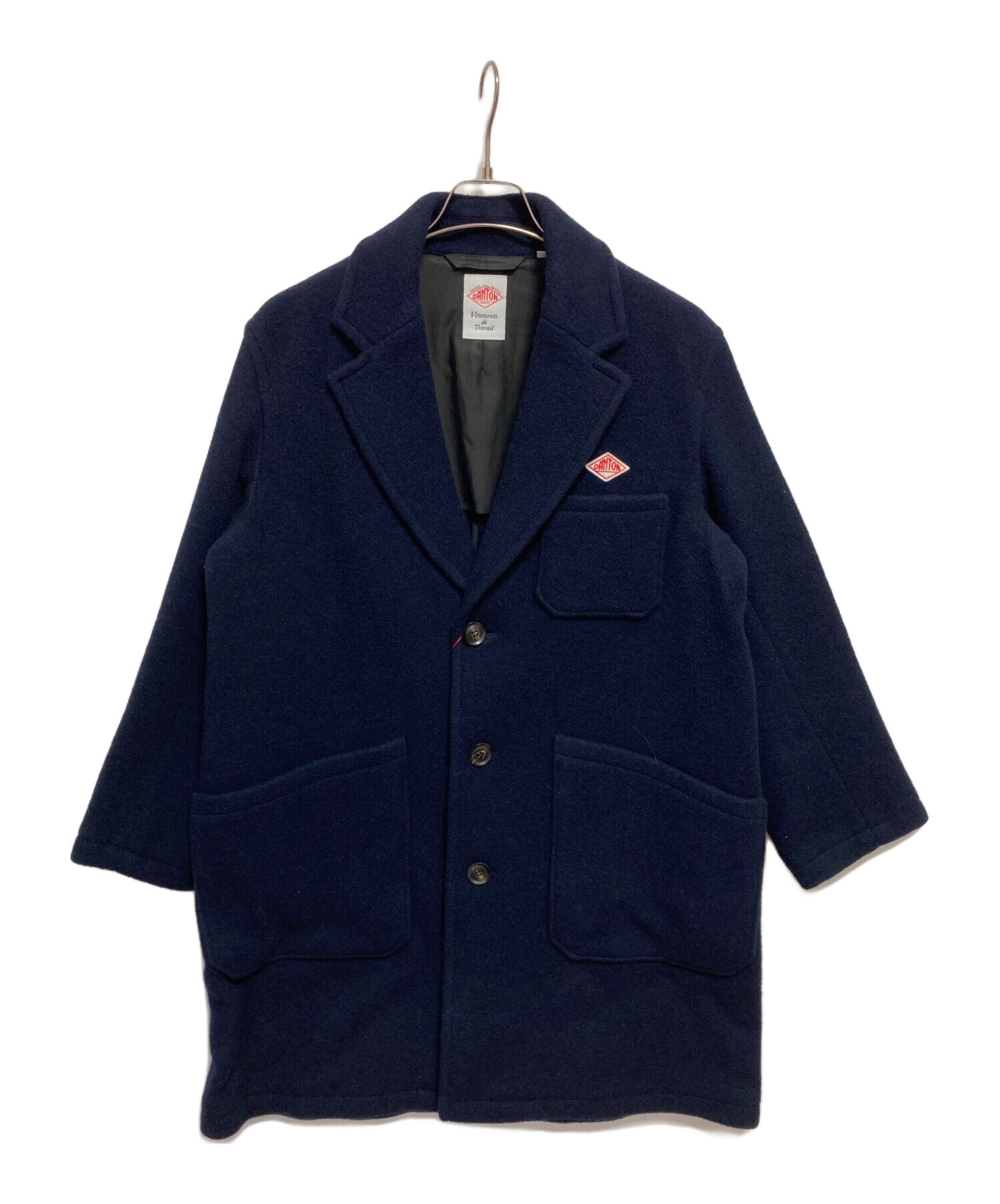 DANTON ダントン ウールモッサ　チェスターコート　36 ネイビー 中古・古着通販】DANTON (ダントン) ウールモッサ チェスターコート