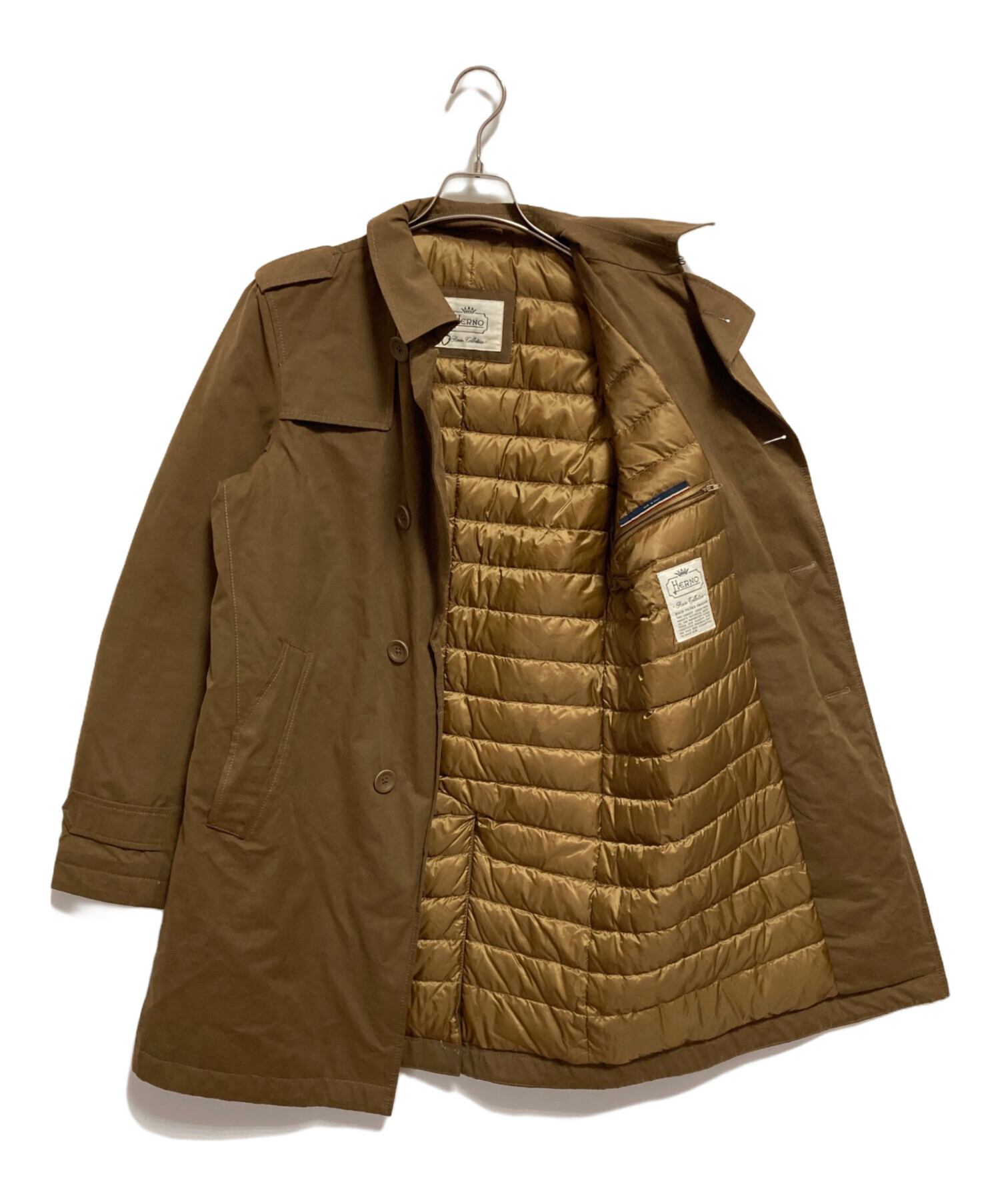 中古・古着通販】HERNO (ヘルノ) ダウンシングルトレンチコート カーキ