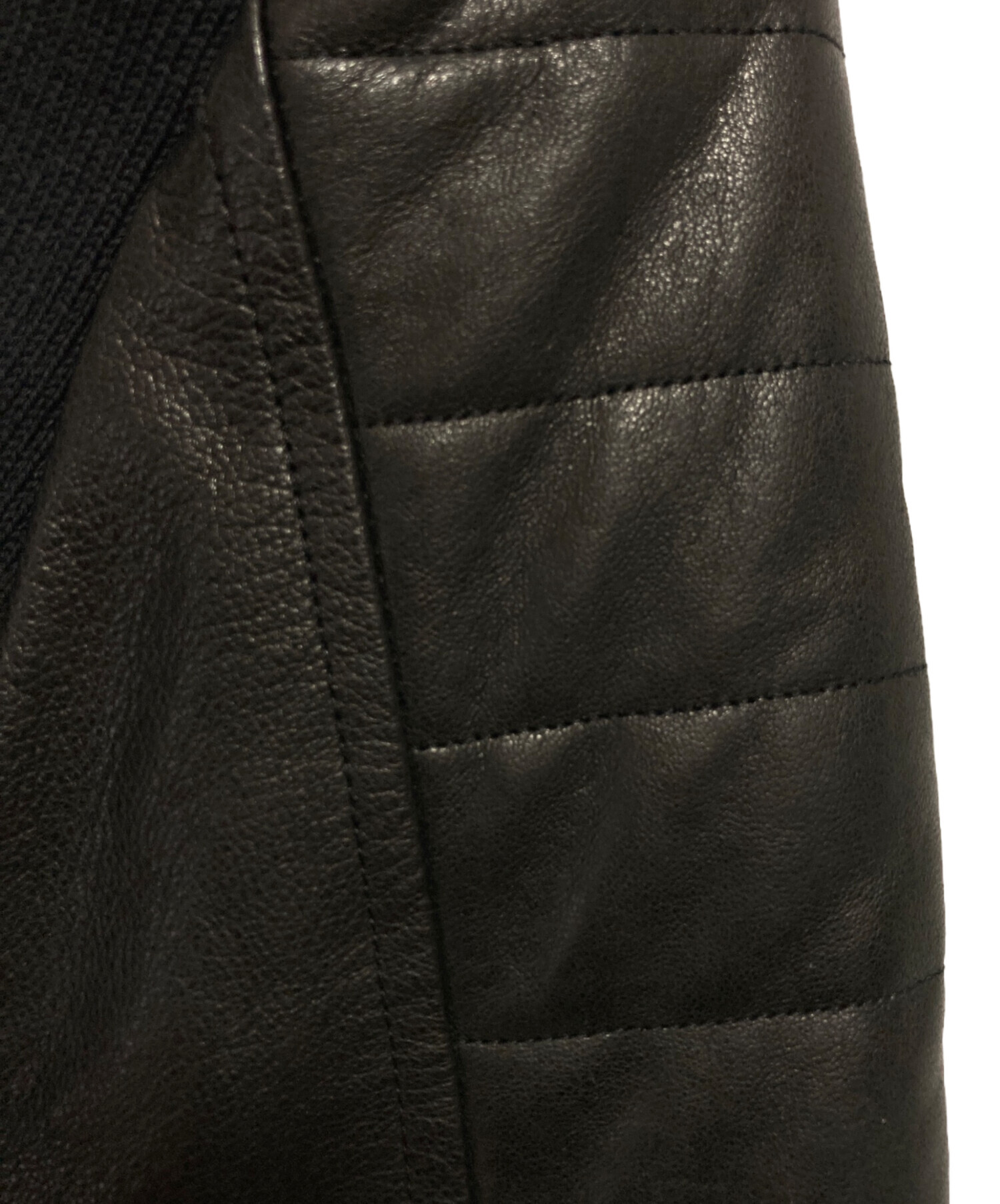 中古・古着通販】BALMAIN (バルマン) レザー切替ライダースジャケット