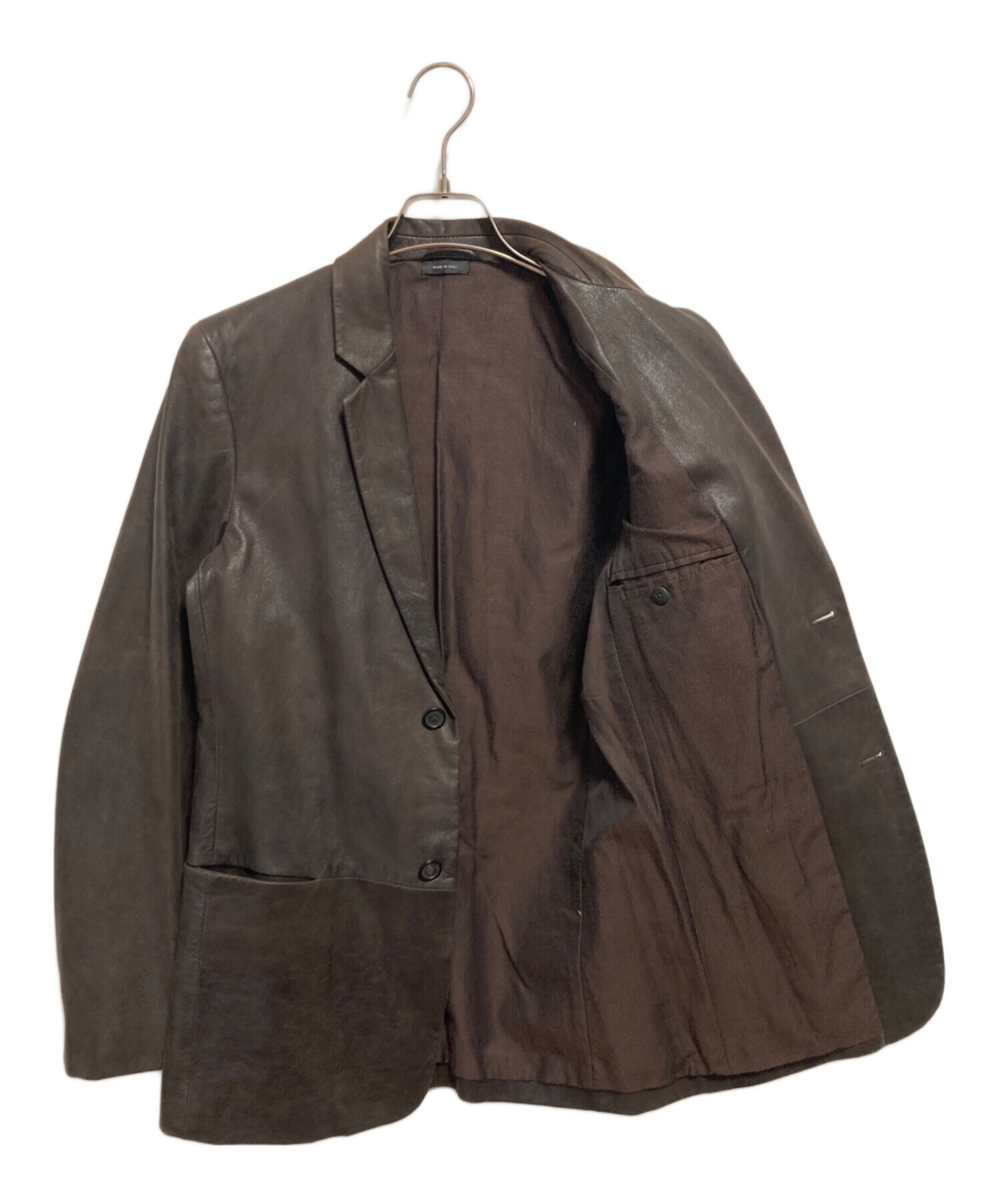 JIL SANDER レザージャケット ダークブラウン 中古・古着通販】JIL SANDER (ジルサンダー) レザーテーラード