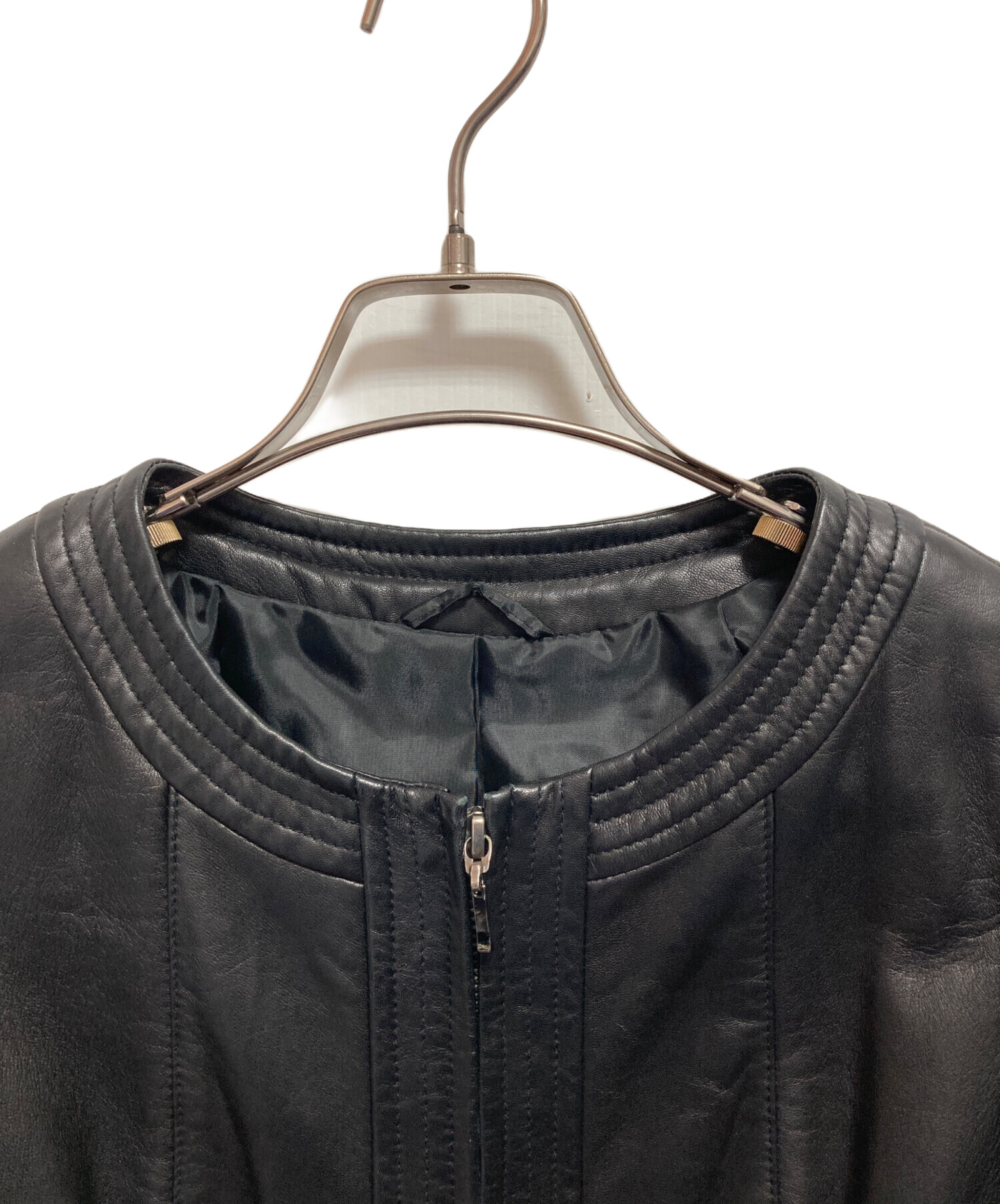 中古・古着通販】ANAYI (アナイ) ノーカラーラムレザージャケット