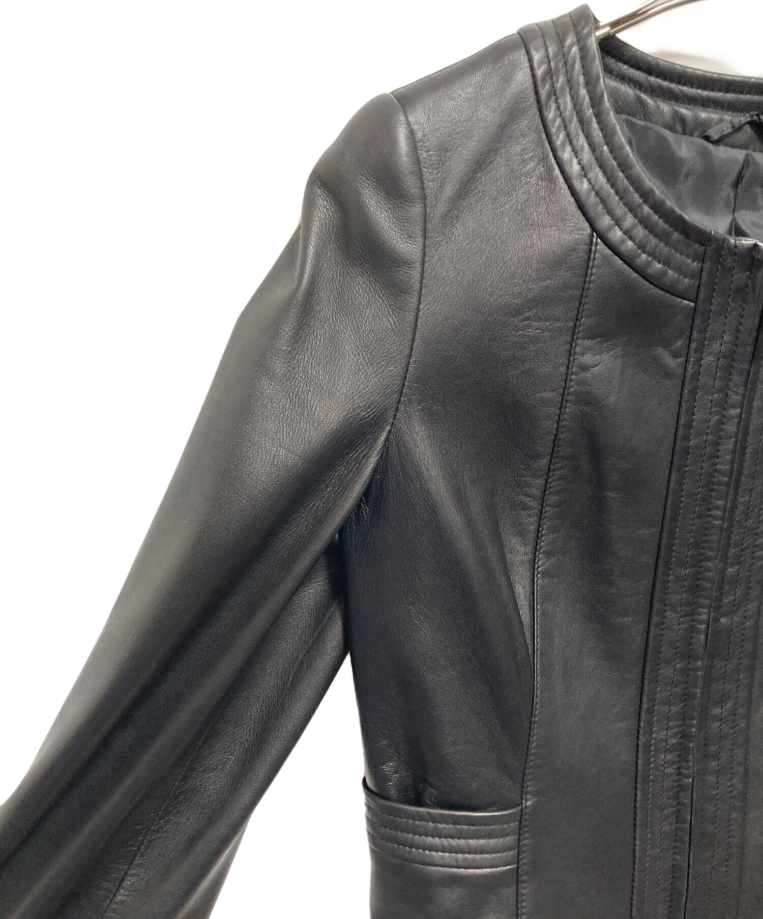 中古・古着通販】ANAYI (アナイ) ノーカラーラムレザージャケット