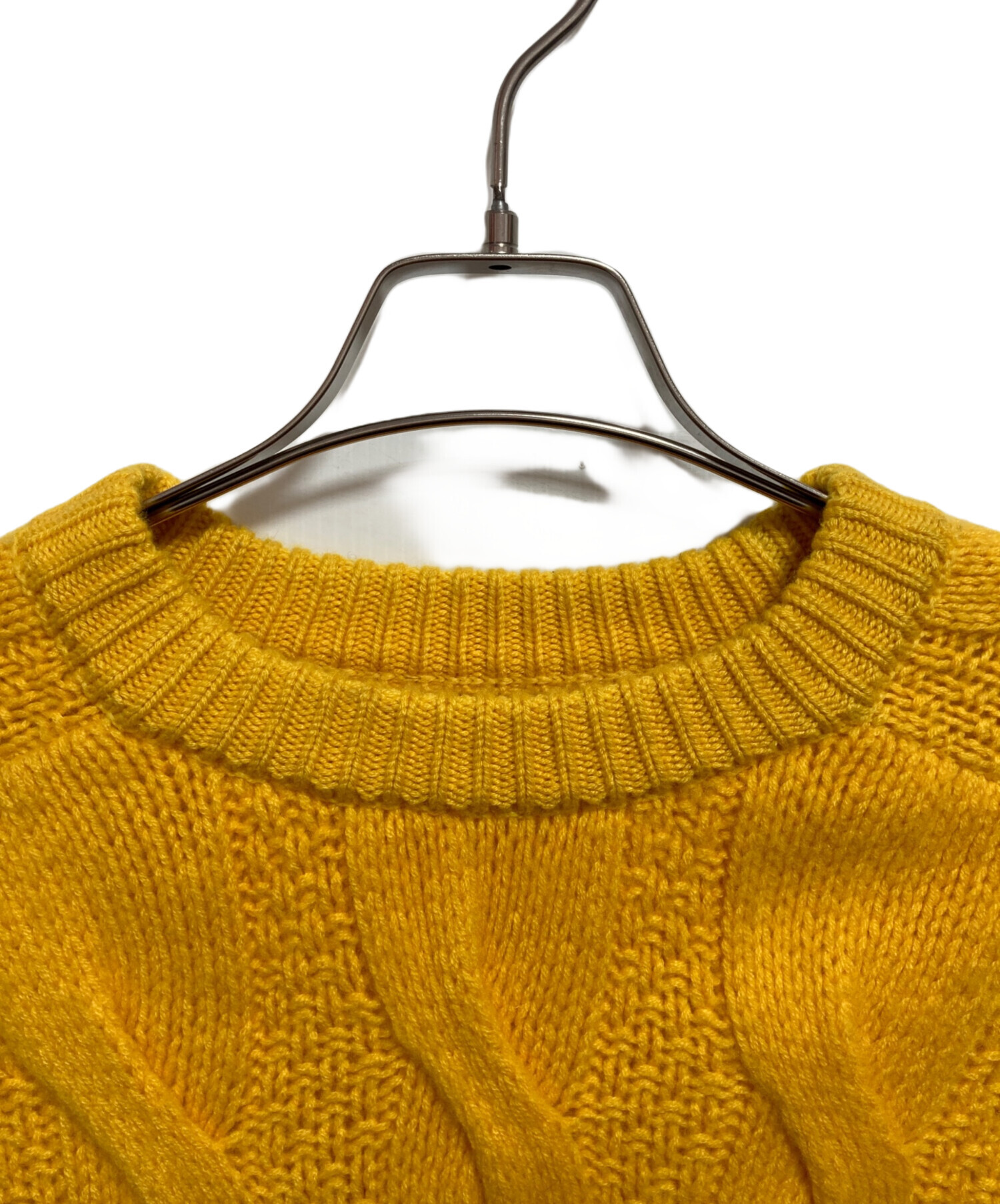 COOHEM カシミヤ モヘア アンゴラ ケーブルニット 黄色 米富繊維 中古・古着通販】Coohem (コーヘン) カシミヤ混ケーブルニット