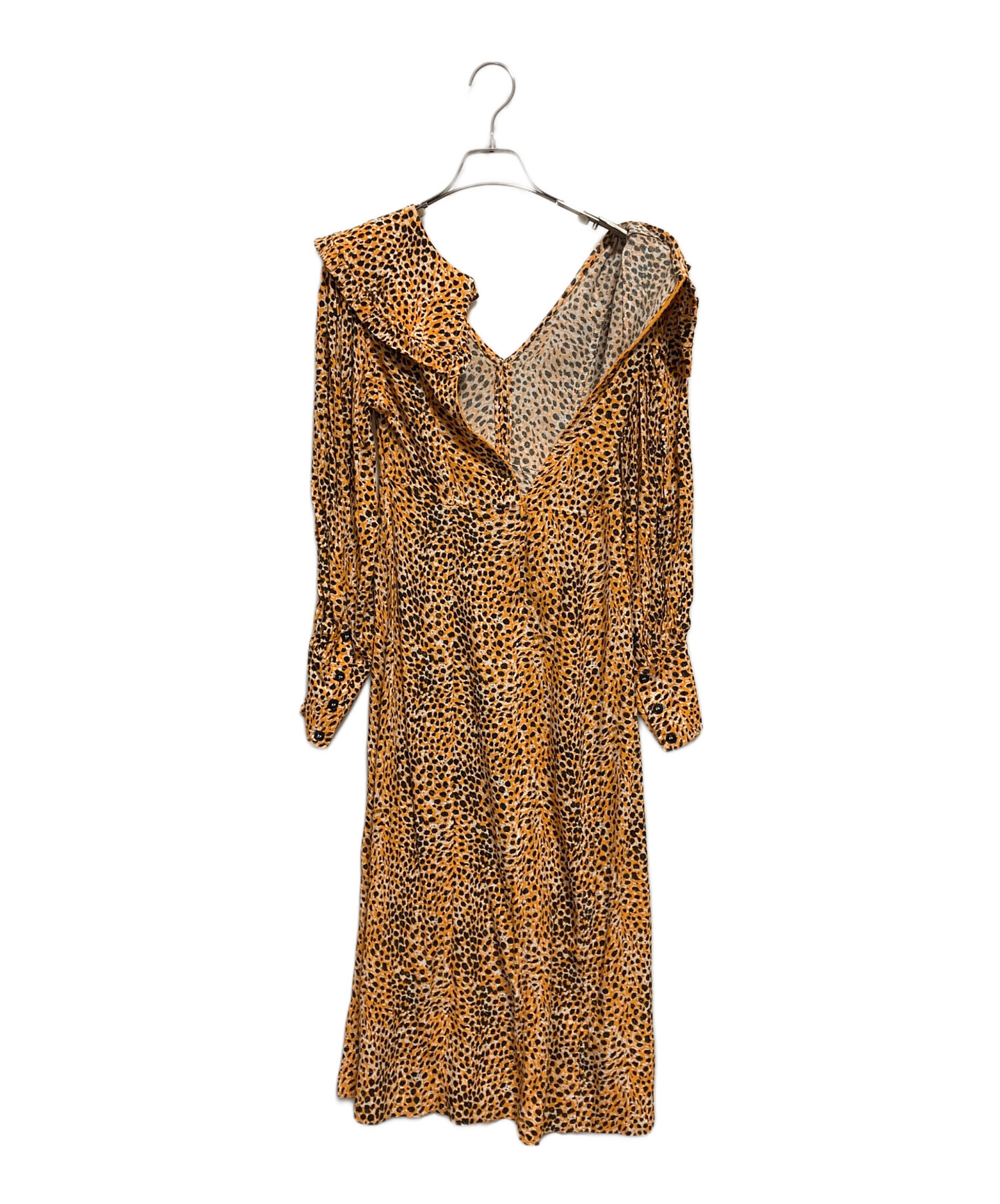 中古・古着通販】Ganni (ガニー) レオパード柄ワンピース オレンジ