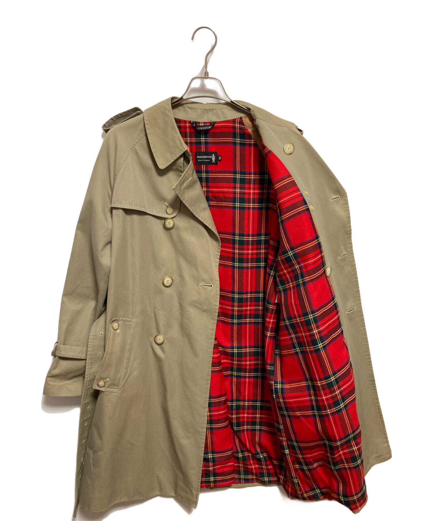 【美品】マッキントッシュロンドン　 ベージュ トレンチコート チェック裏地 近年 美品 マッキントッシュロンドン ショートトレンチ コート 裏地