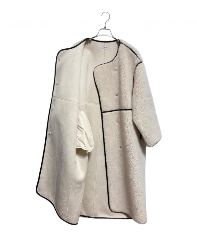 中古・古着通販】AKTE (アクテ) トリミングロングボアコート ホワイト