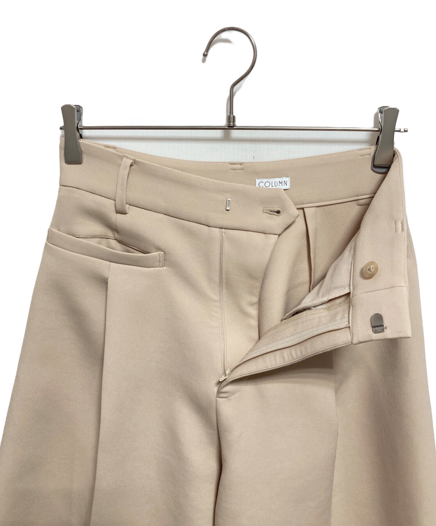 中古・古着通販】COLUMN (コラム) タックワイドパンツ ベージュ サイズ
