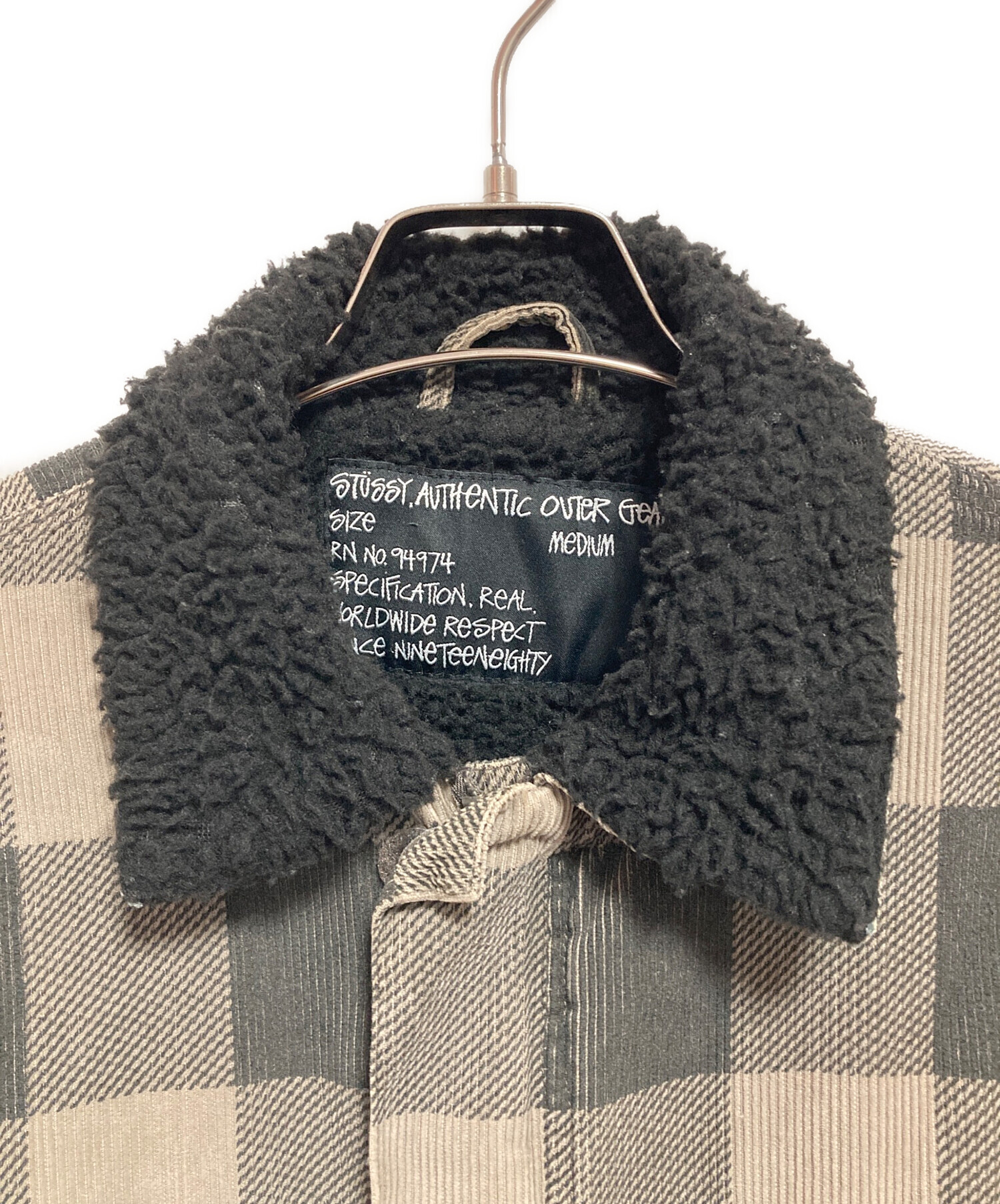 STUSSY ステューシー アウター チェック ブラック M 中古・古着通販 