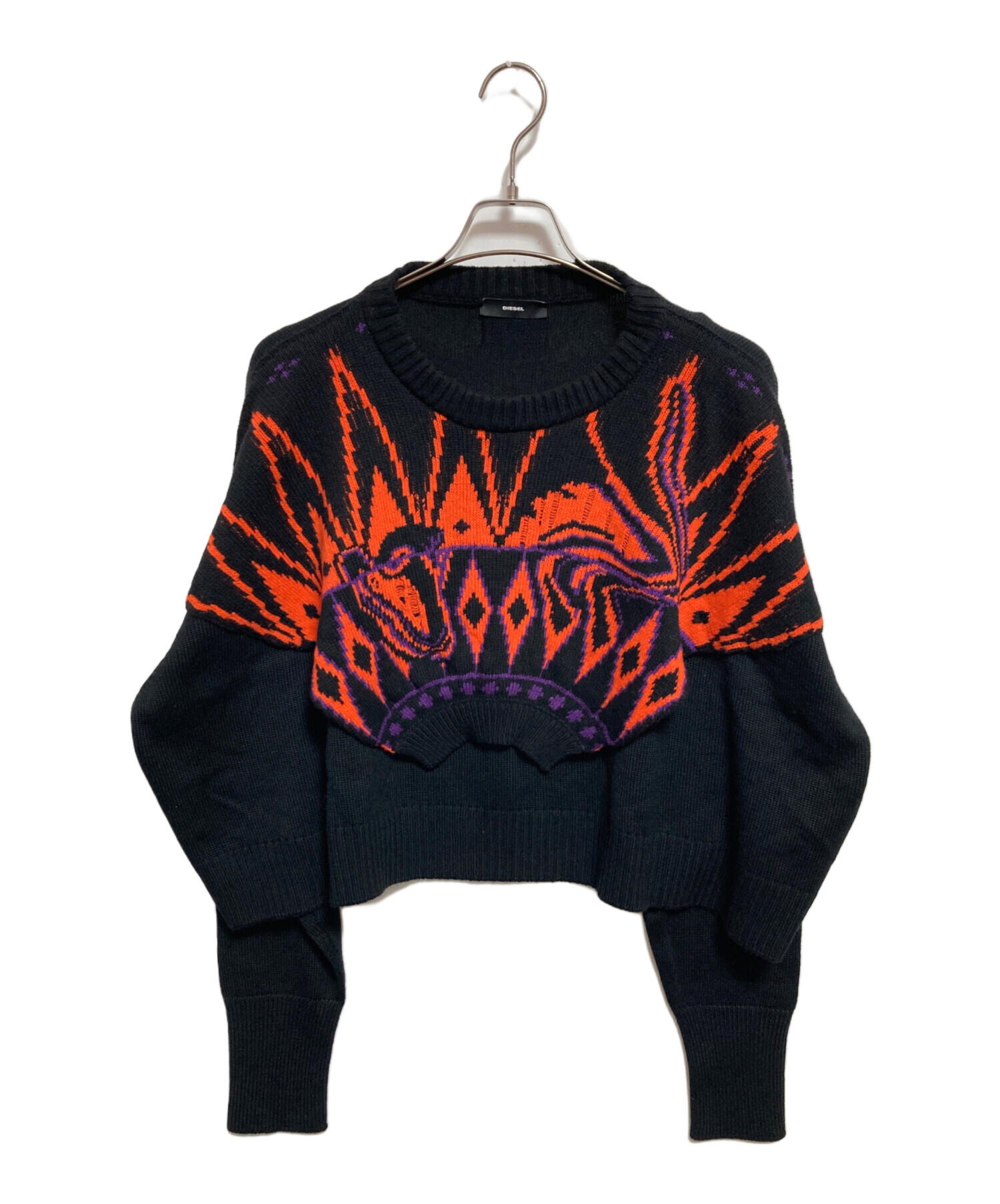 中古・古着通販】DIESEL (ディーゼル) 総柄ニット ブラック サイズ:L