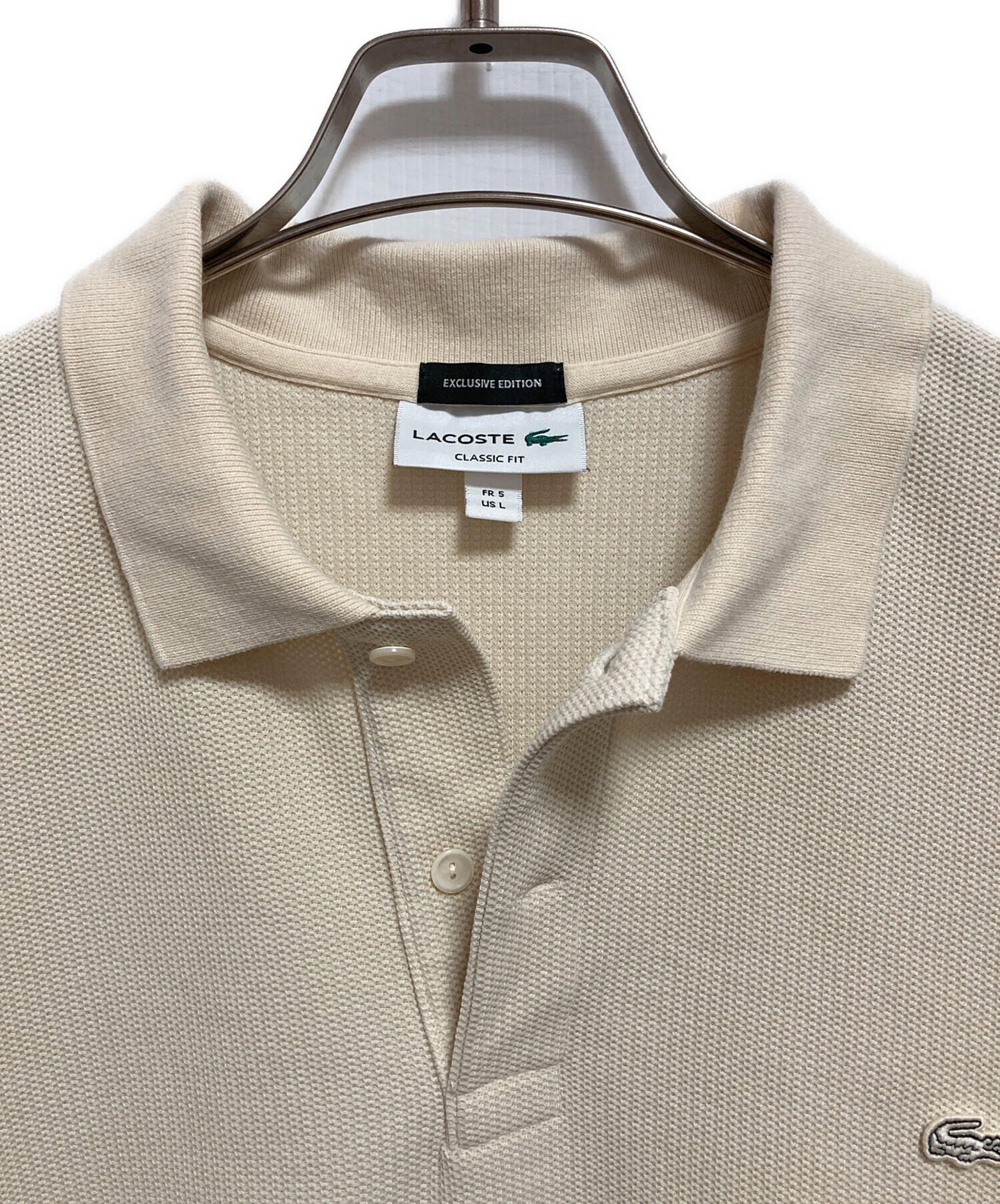 ラコステポロシャツ　ベージュ ラコステ LACOSTE オリジナルフィット 長袖 ポロシャツ （ベージュ