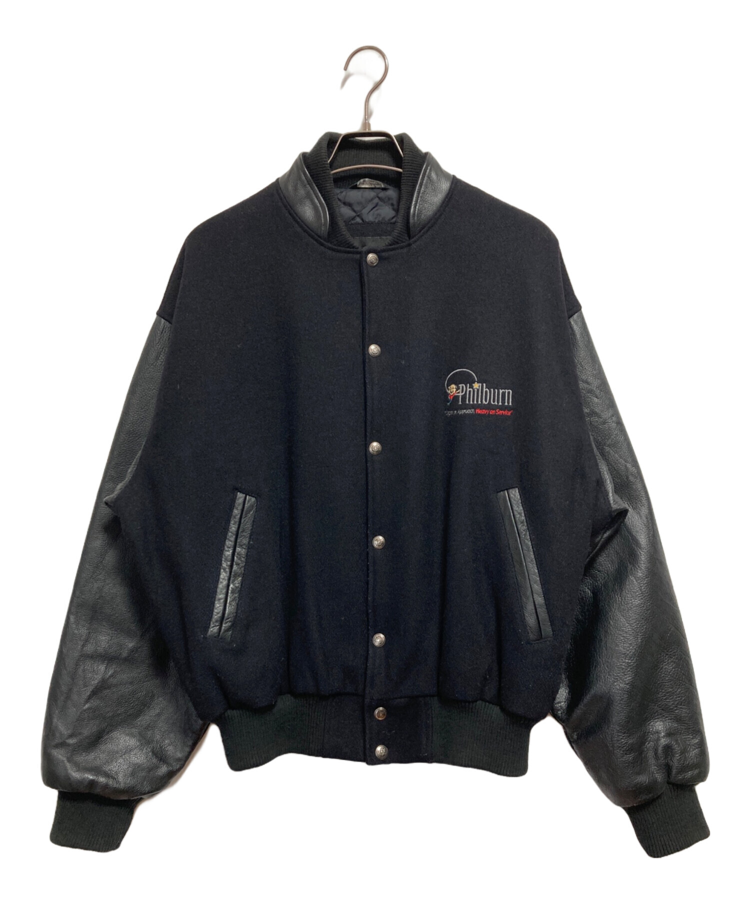 中古・古着通販】SUMAC (スマック) レザースリーブスタジャン ブラック